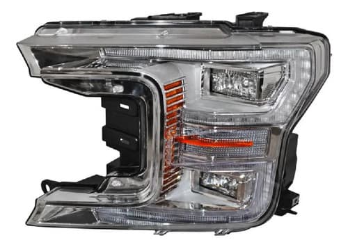 Faro Ford F-150/Lobo 2018-2020 Fondo Cromado Leds Izquierdo