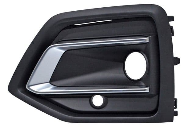 Rejilla Audi Q5 2021-2024 Para Faro Niebla Con Hoyo Para Sensor Con Moldura Central Satin Negra Izquierda