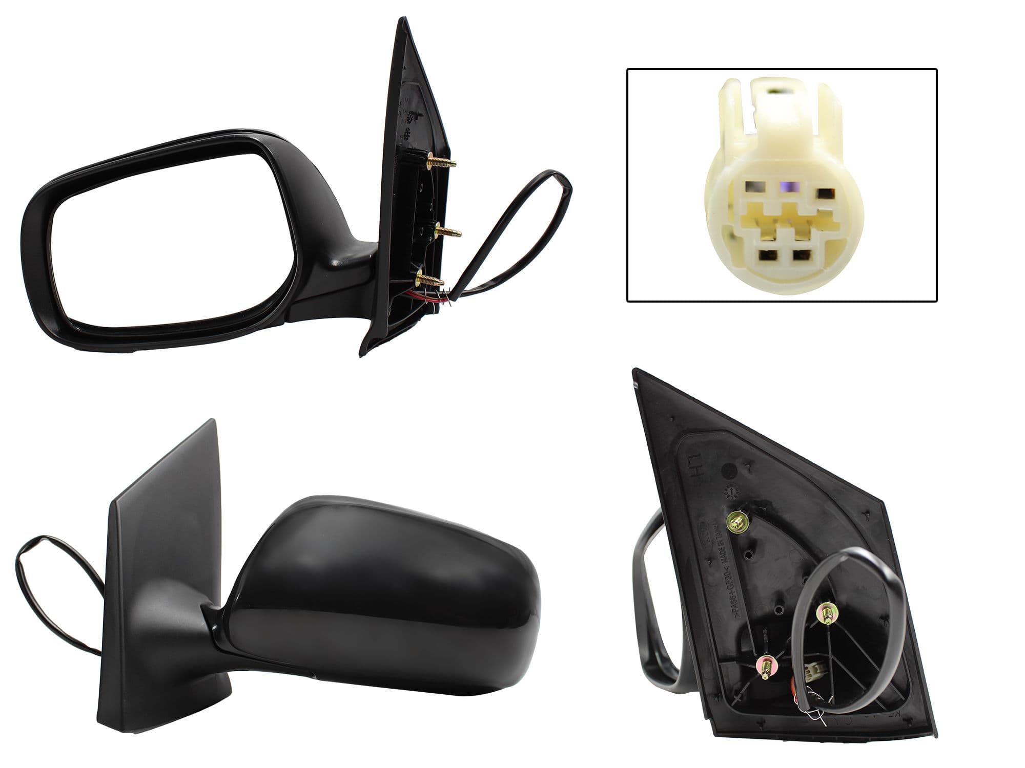 Espejo Izquierdo Toyota Yaris Sedan 2006-2015 3 Pines Eléctrico Para Pintar