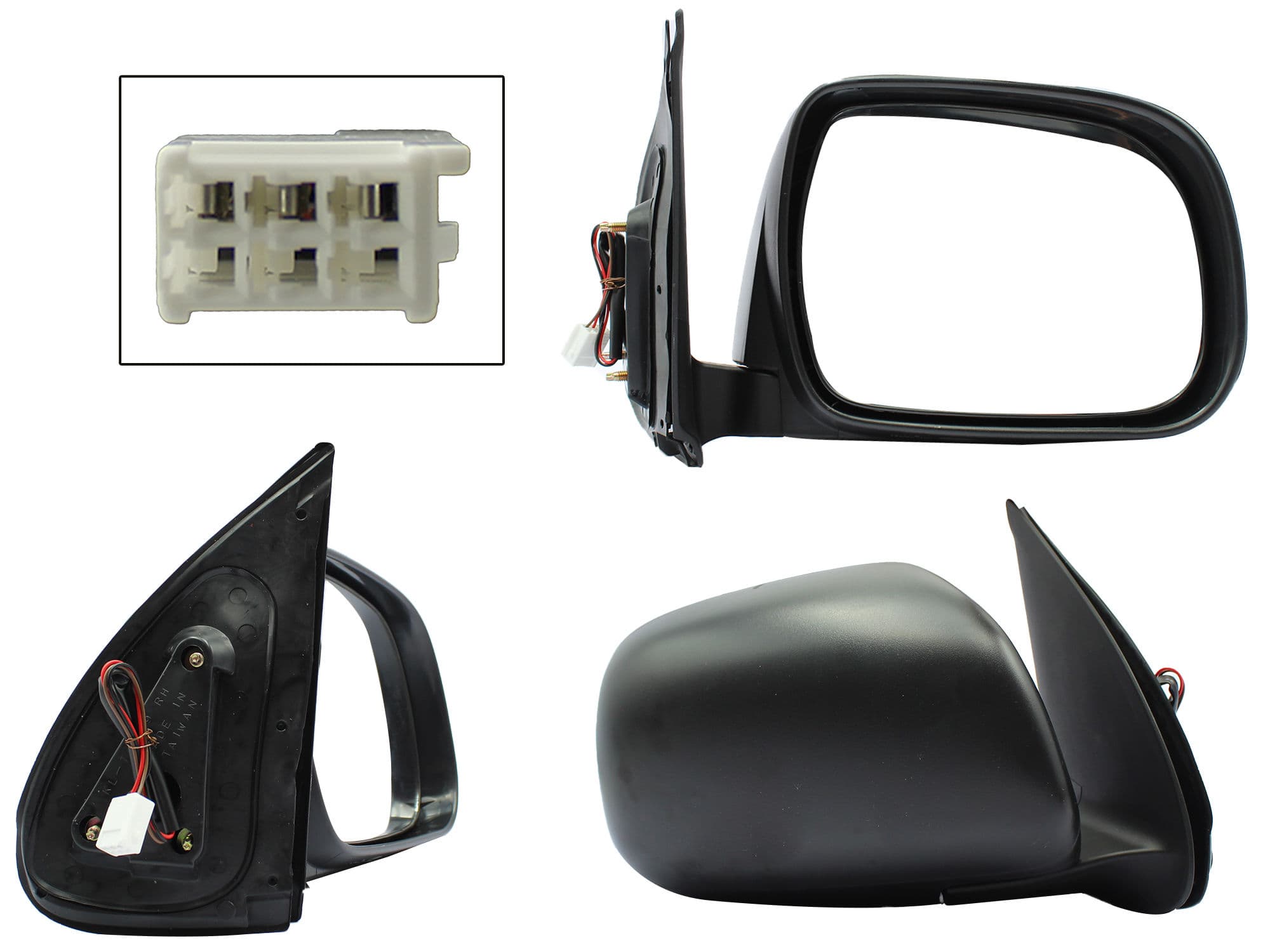 Espejo Derecho Toyota Hilux 2006-2011 3 Pines Eléctrico Negro Poroso