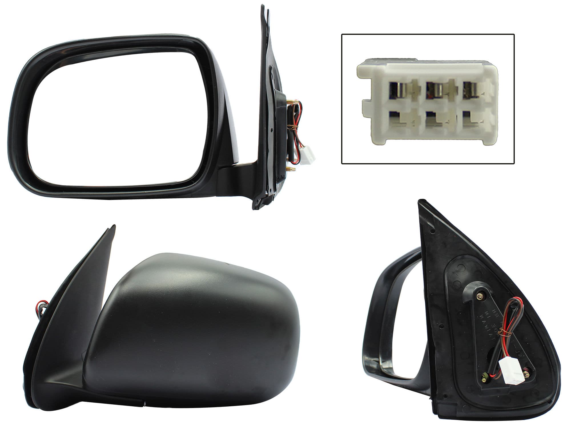 Espejo Izquierdo Toyota Hilux 2006-2011 3 Pines Eléctrico Negro Poroso