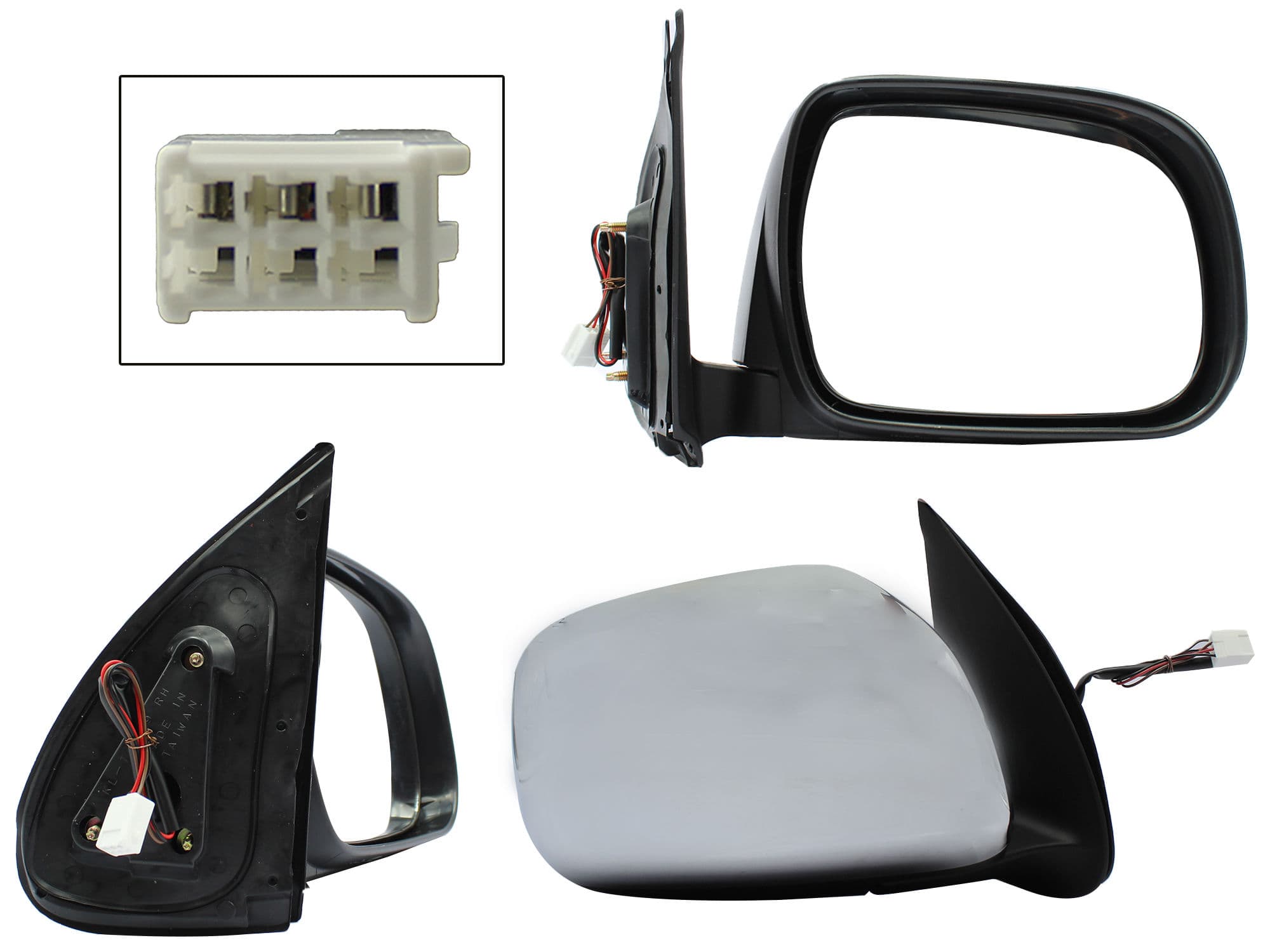Espejo Derecho Toyota Hilux 2006-2011 3 Pines Eléctrico Cromado