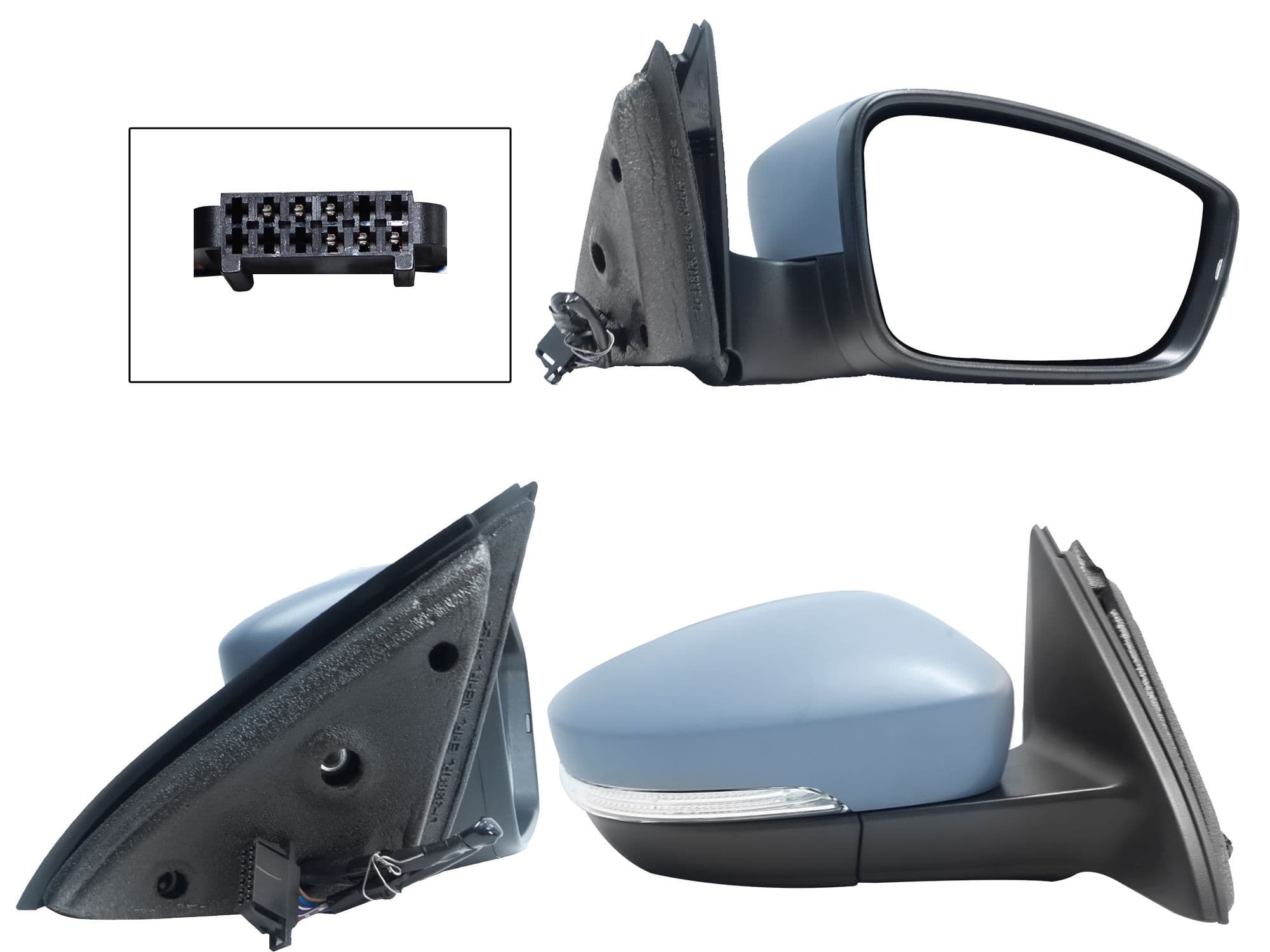 Espejo Derecho Volkswagen Jetta A6 Bicentenario 2010-2018 6 Pines Con Luz Direccional Con Desempañante Eléctrico Para Pintar