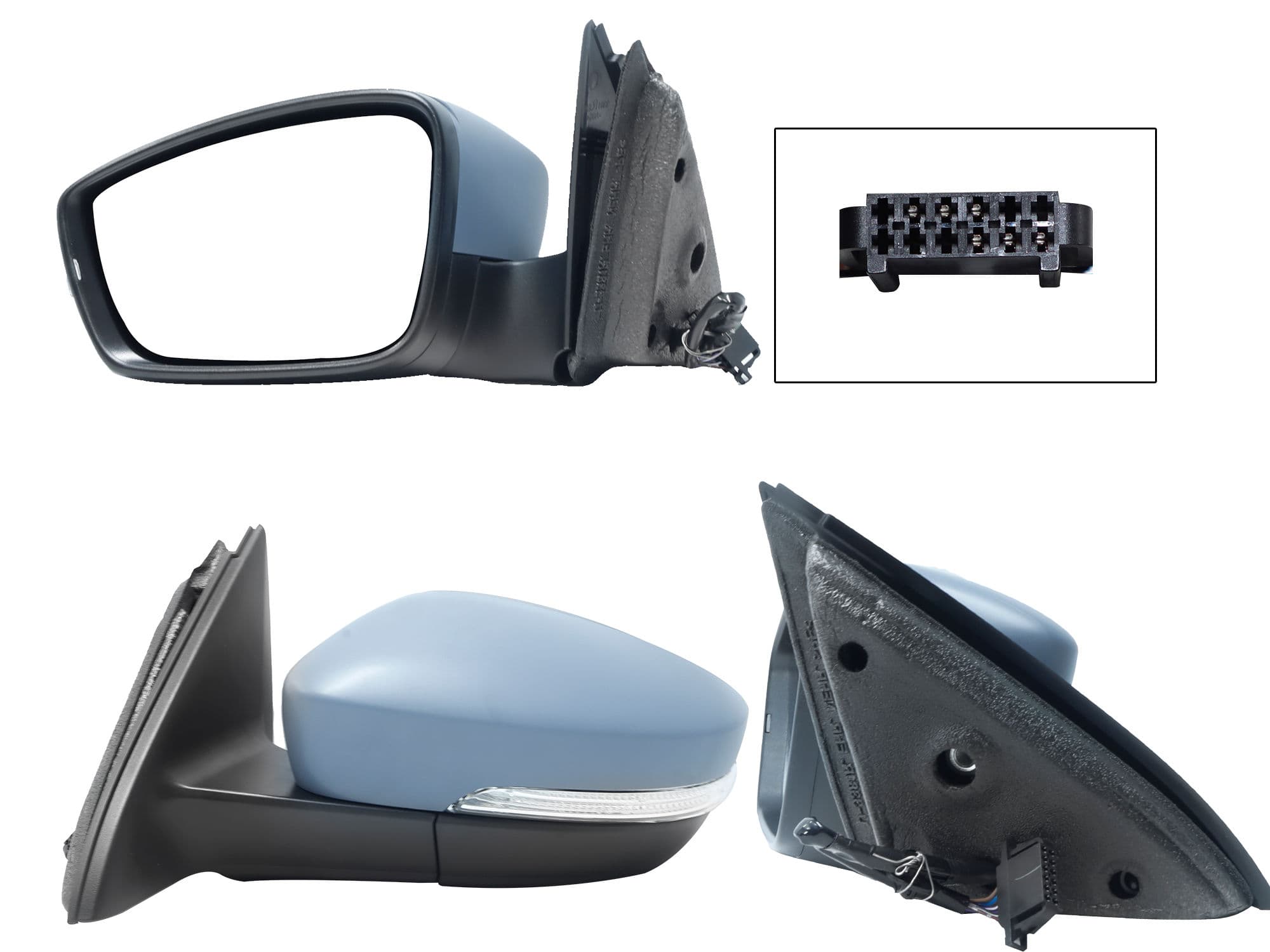 Espejo Izquierdo Volkswagen Jetta A6 Bicentenario 2010-2018 6 Pines Con Luz Direccional Con Desempañante Eléctrico Para Pintar