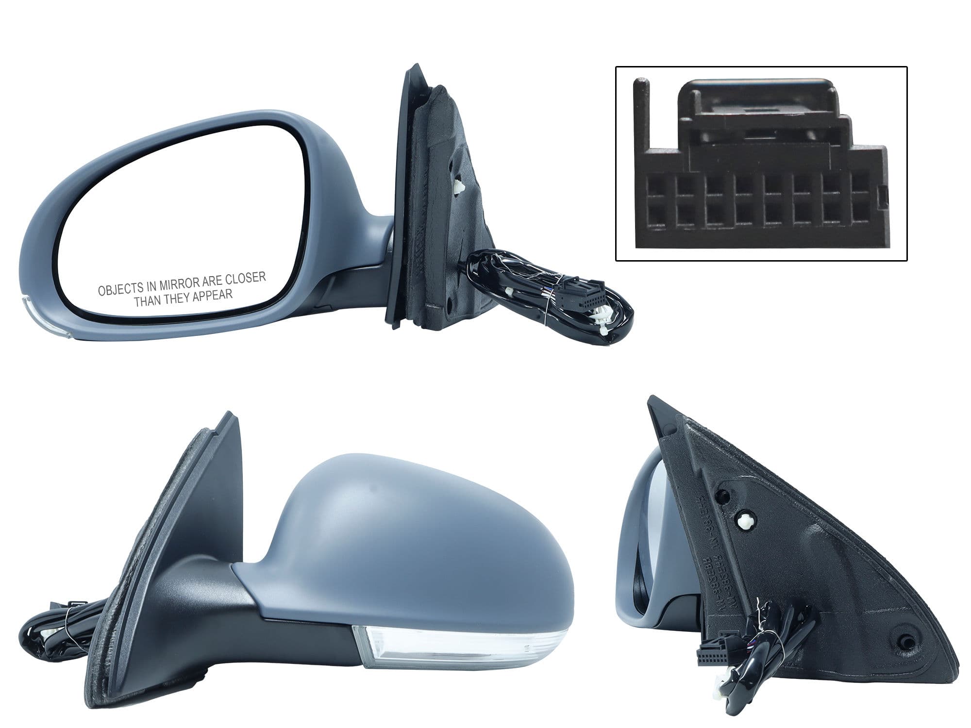Espejo Izquierdo Volkswagen BORA 2006-2010 6 Pines Con Luz Direccional Con Desempañante Eléctrico Para Pintar