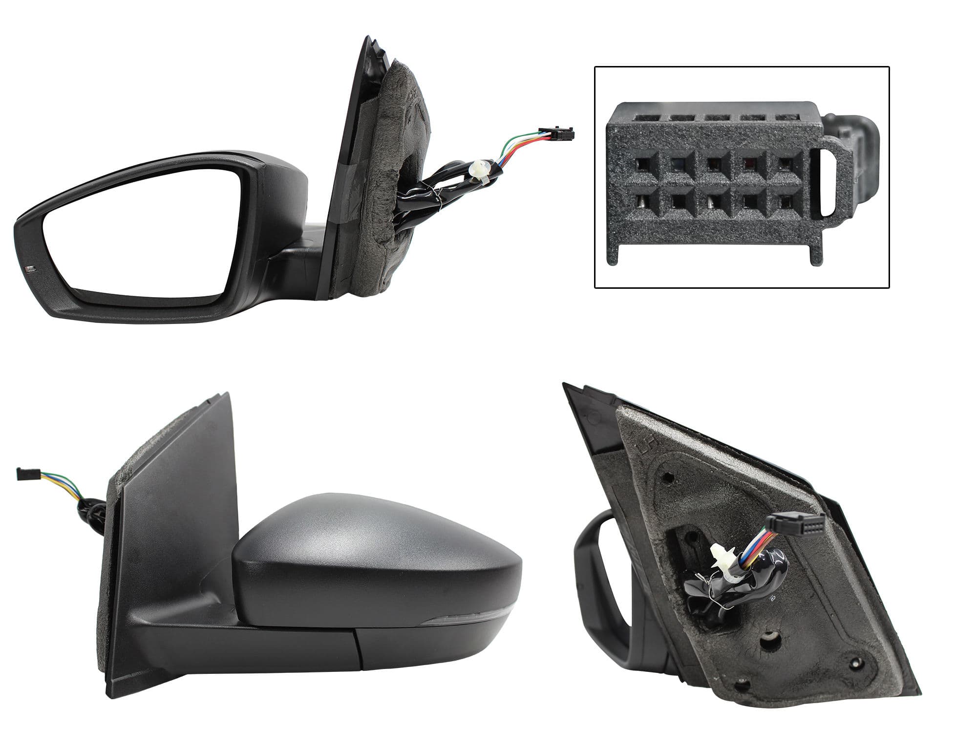 Espejo Izquierdo Volkswagen Vento 2016-2022 6 Pines Con Luz Direccional Con Desempañante Eléctrico Negro Poroso