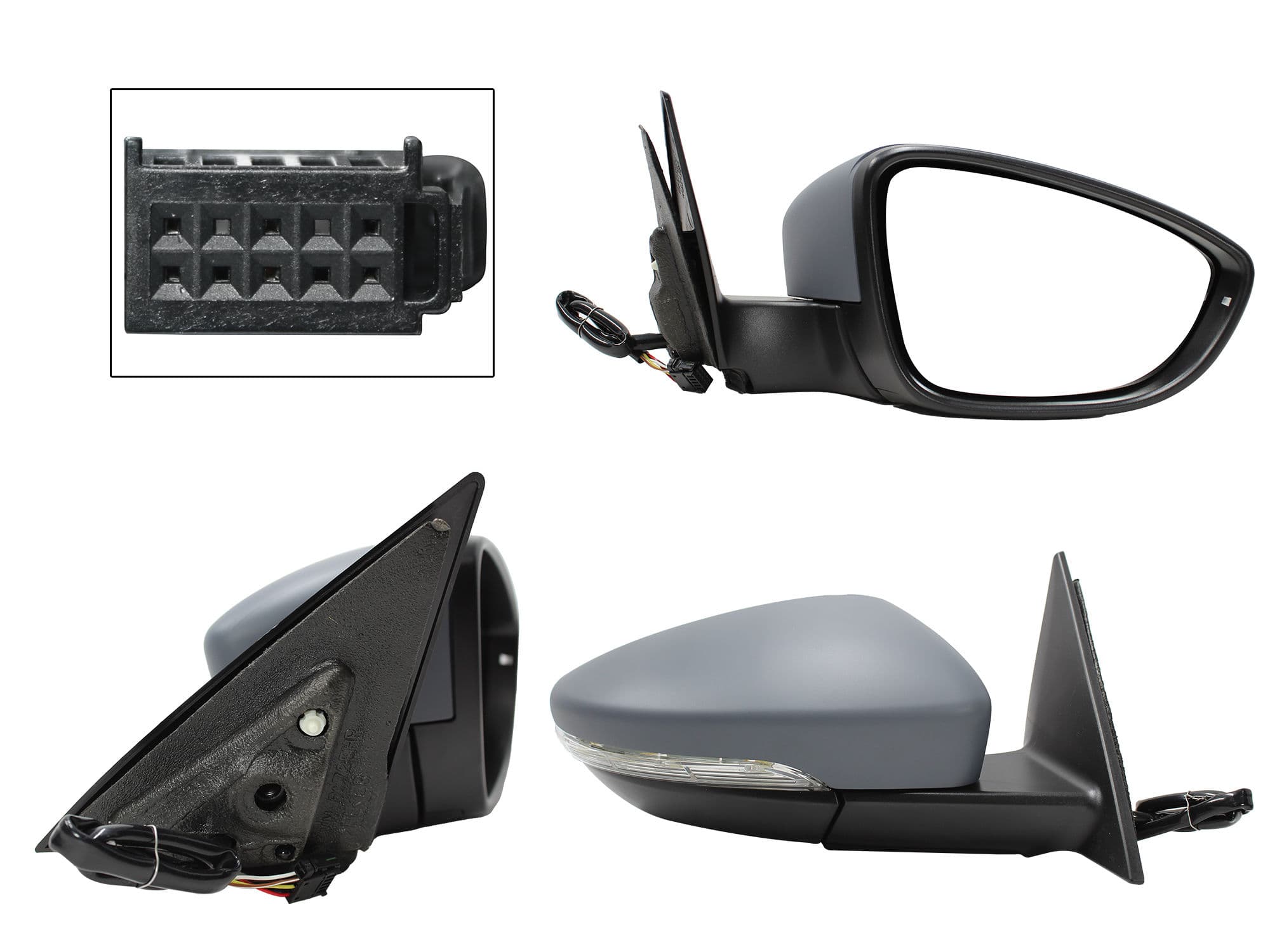 Espejo Derecho Volkswagen Beetle 2012-2016 6 Pines Con Luz Direccional Con Desempañante Eléctrico Para Pintar