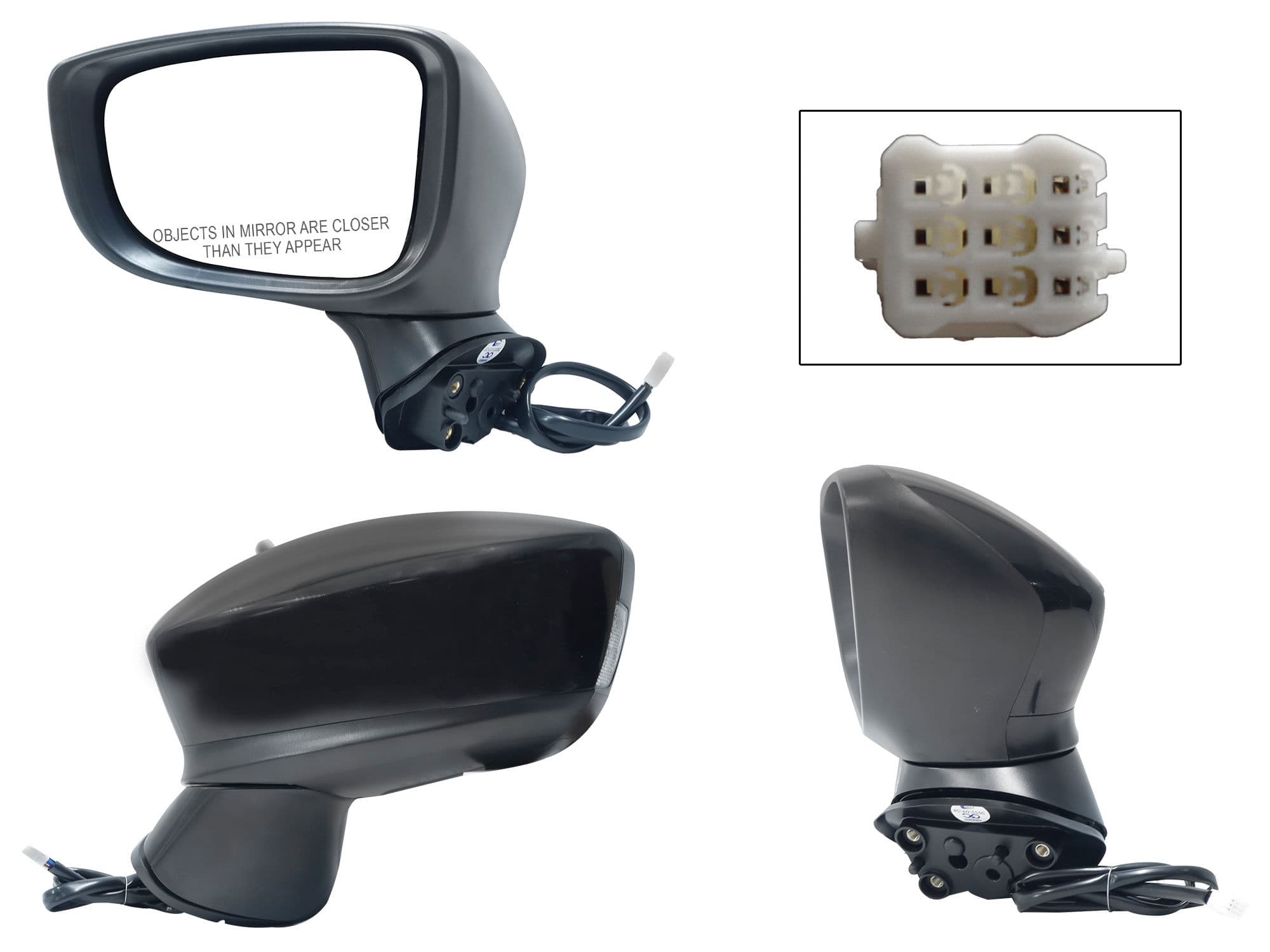 Espejo Izquierdo Mazda Mazda 3 4 y 5 Puertas 2014-2018 6 Pines Con Luz Direccional Con Desempañante Eléctrico Para Pintar