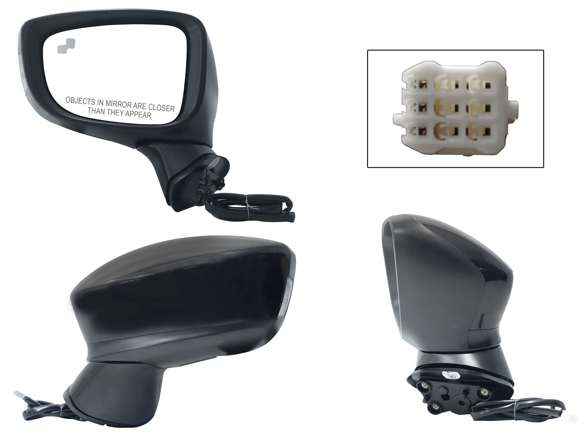 Espejo Izquierdo Mazda Mazda 3 2014-2018 7 Pines Con Luz Direccional Con Desempañante Eléctrico Para Pintar