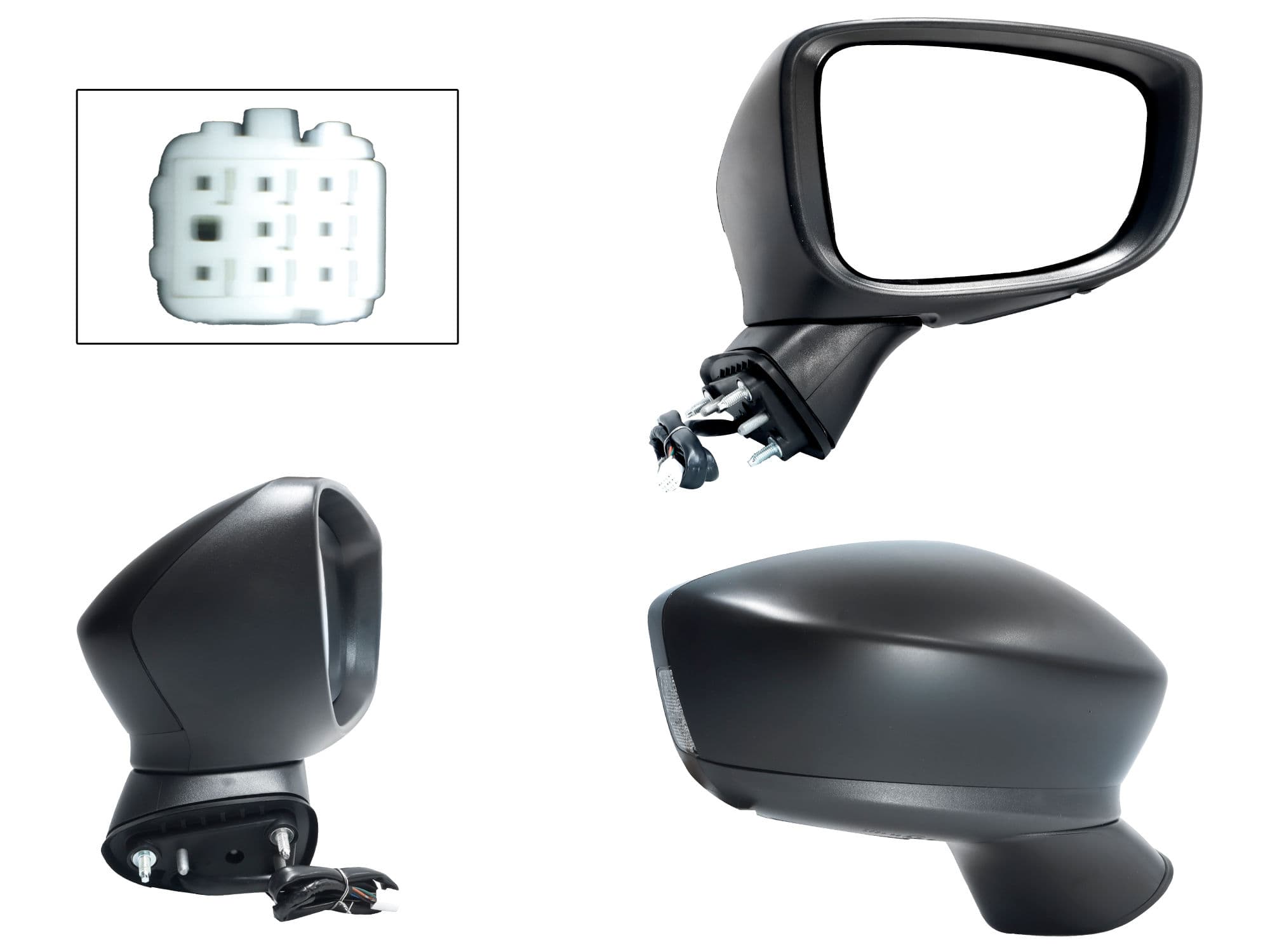 Espejo Derecho Mazda Mazda 2 2016-2025 6 Pines Con Desempañante Eléctrico Para Pintar