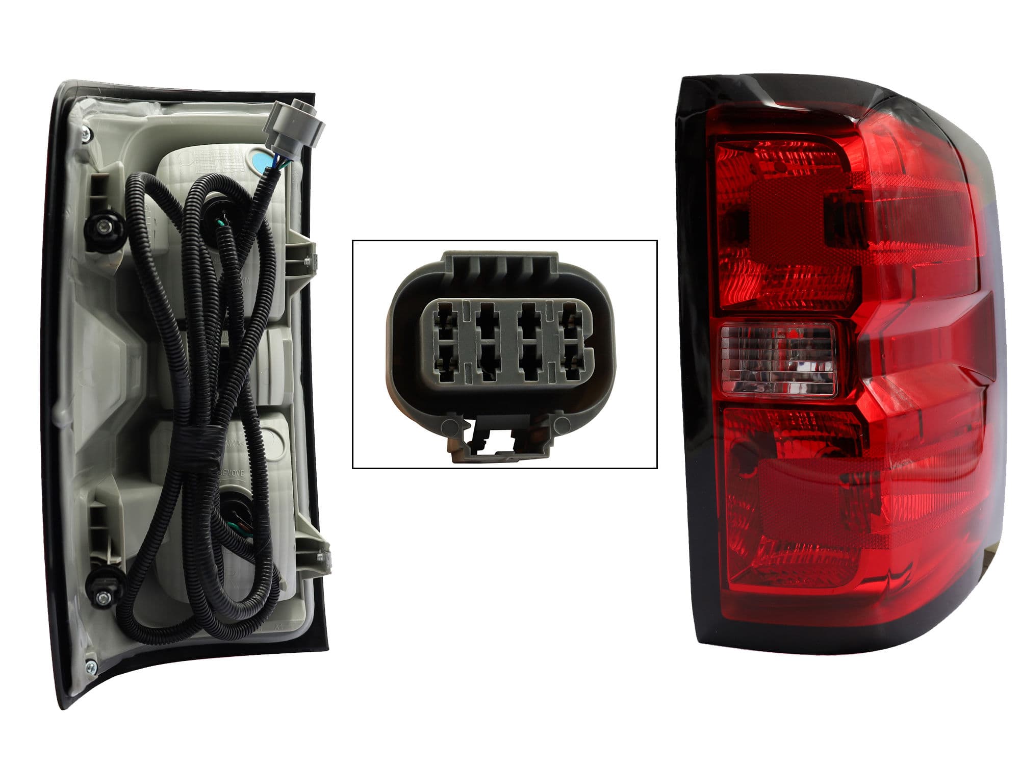 Calavera Derecha Chevrolet Silverado 1500/2500 2014-2018 Con Arnés Rojo Blanco