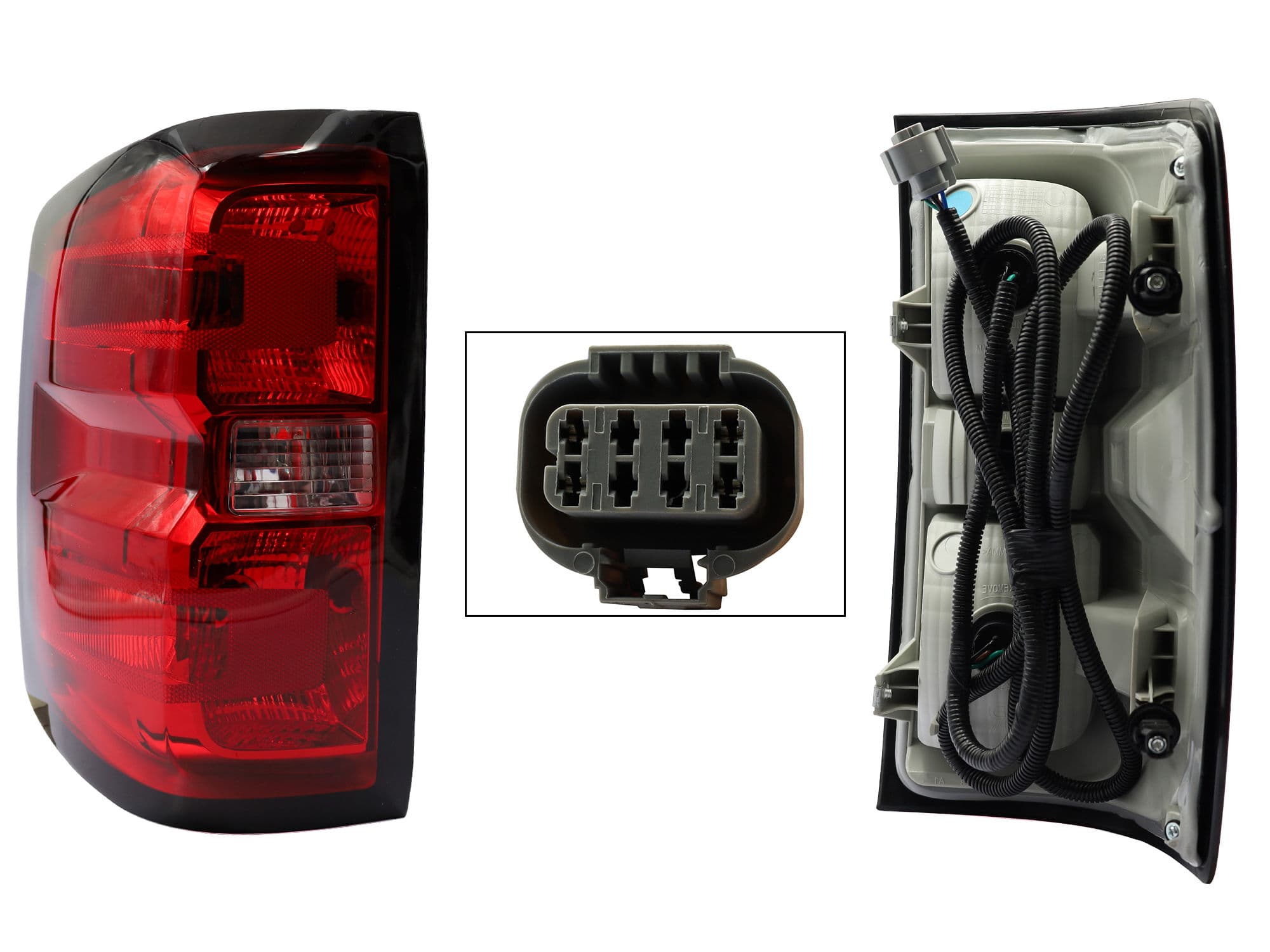 Calavera Izquierda Chevrolet Silverado 1500/2500 2014-2018 Con Arnés Rojo Blanco
