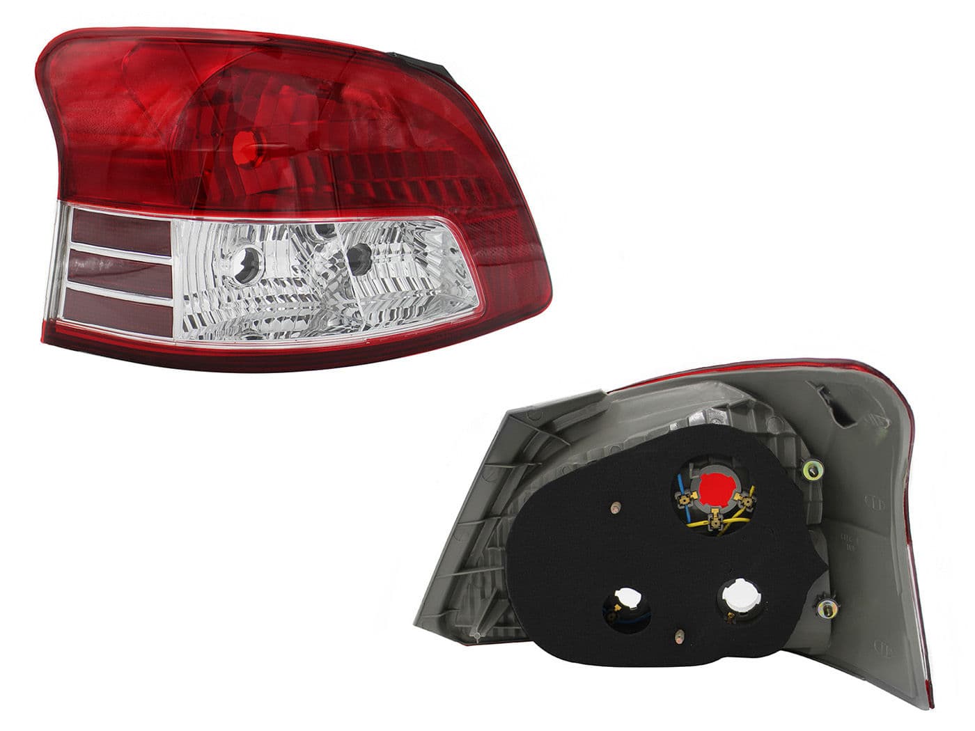 Calavera Izquierda Toyota Yaris 4 Puertas 2006-2015 Sin Arnés Rojo Blanco