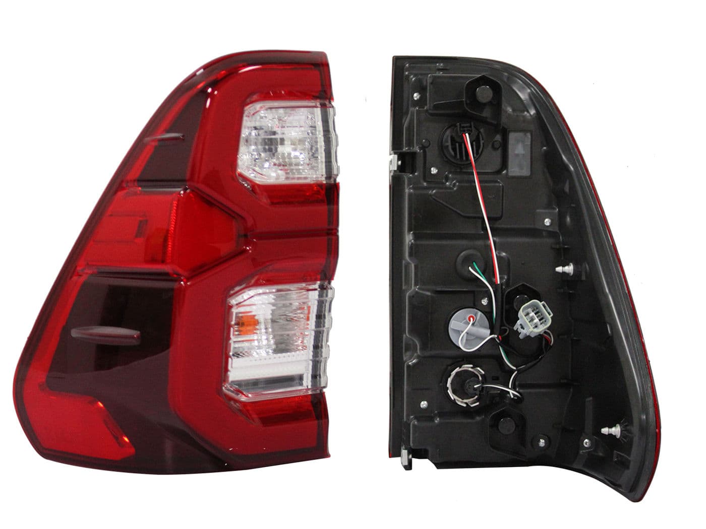 Calavera Izquierda Toyota Hilux 4WD 2021-2025 Con Arnés Con Led Con DRL Rojo Blanco