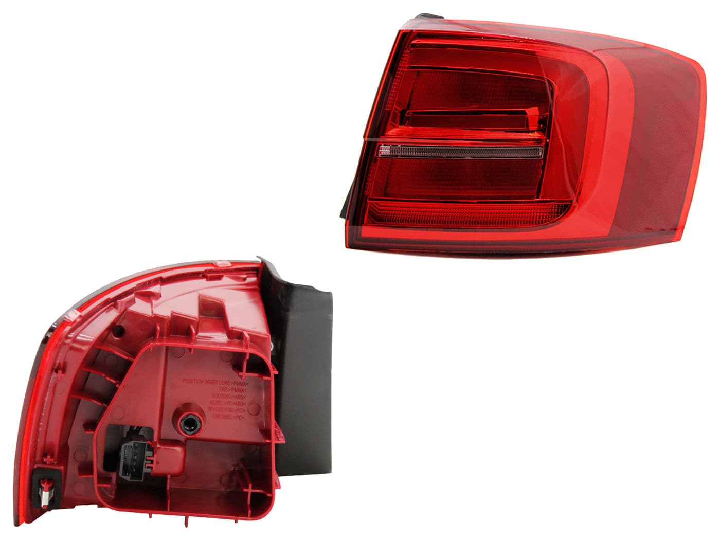 Calavera Derecha Exterior Volkswagen Jetta A6 GLI 2015-2018 Sin Arnés Con Led Clara Rojo Blanco