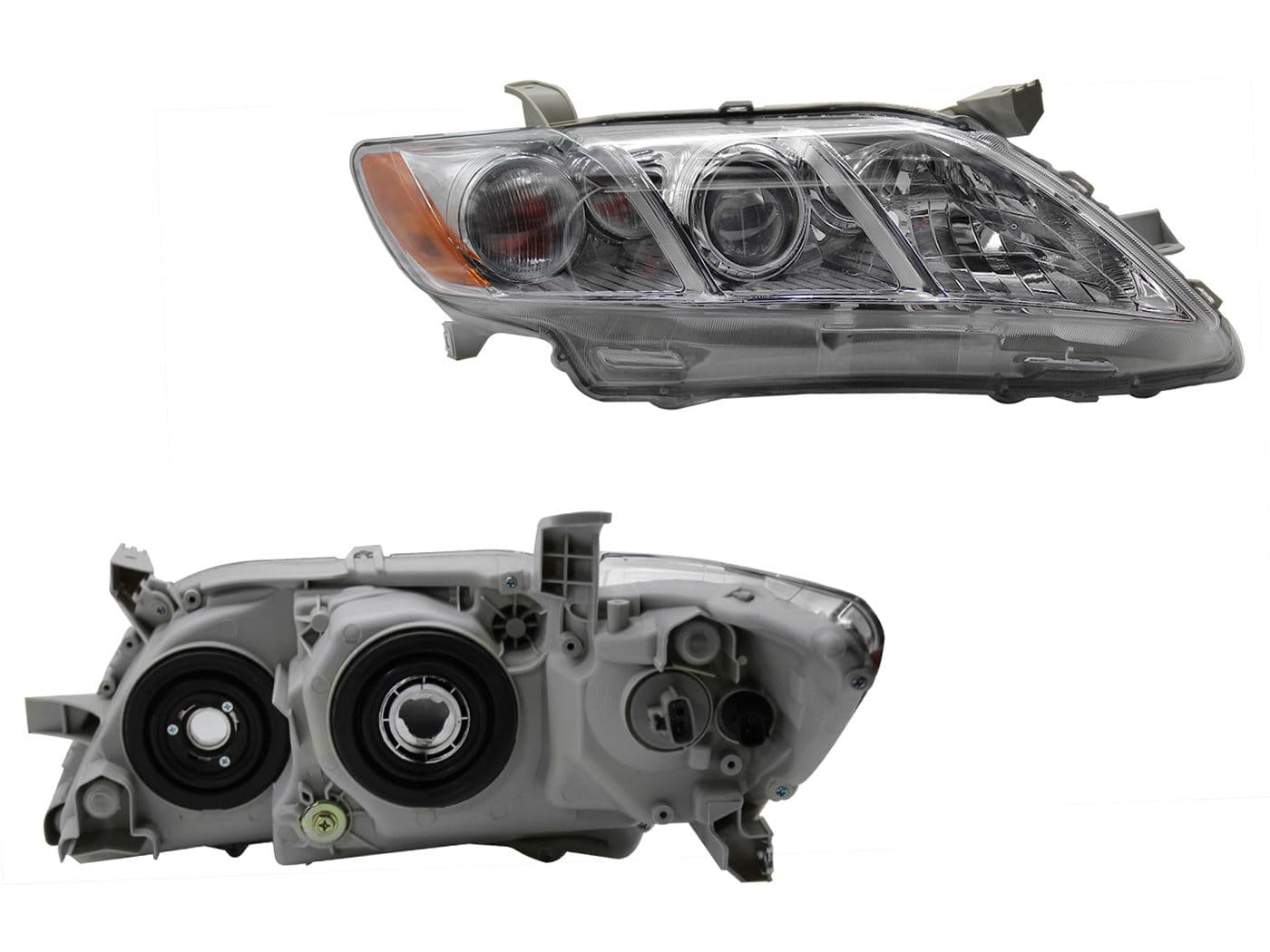 Faro Derecho Toyota CAMRY LE/XLE 2007-2009 Con Lupa Con Mica Ámbar Fondo Cromado