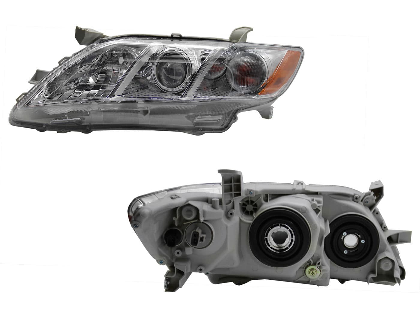 Faro Izquierdo Toyota CAMRY LE/XLE 2007-2009 Con Lupa Con Mica Ámbar Fondo Cromado