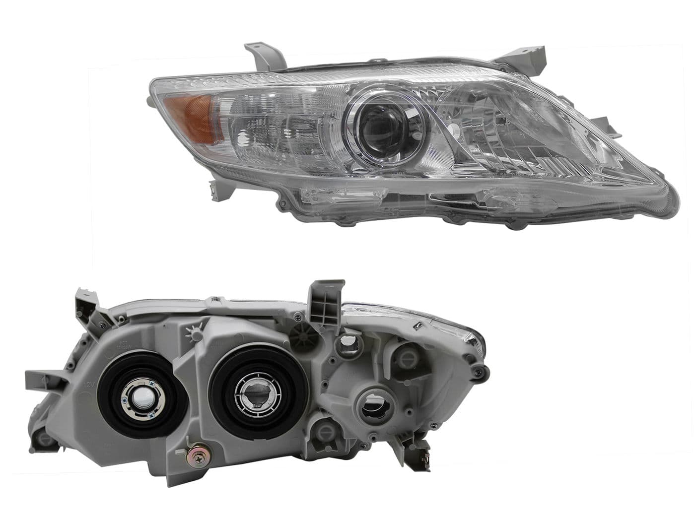 Faro Derecho Toyota CAMRY 2010-2011 Con Lupa Con Mica Ámbar Fondo Cromado