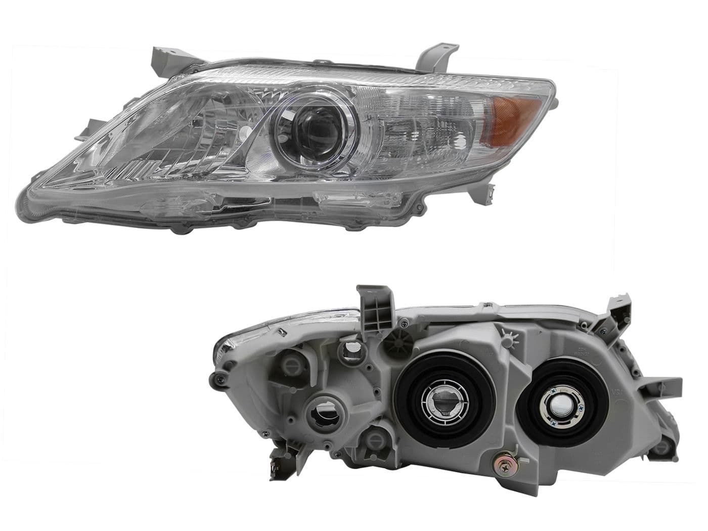 Faro Izquierdo Toyota CAMRY 2010-2011 Con Lupa Con Mica Ámbar Fondo Cromado