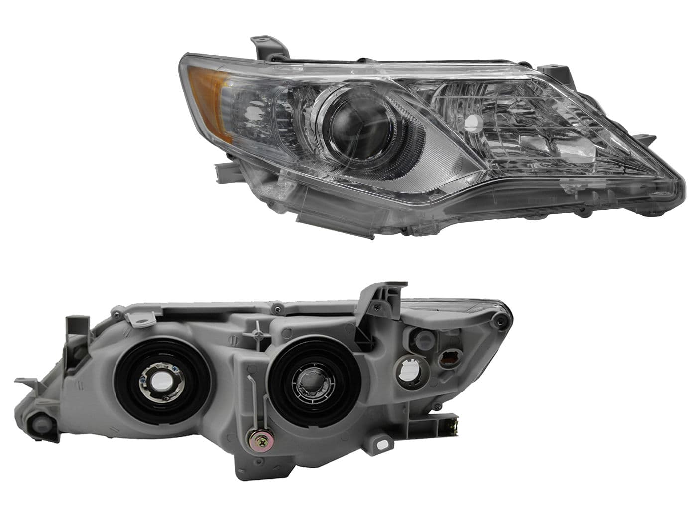 Faro Derecho Toyota CAMRY 2012-2014 Con Lupa Con Mica Ámbar Fondo Cromado