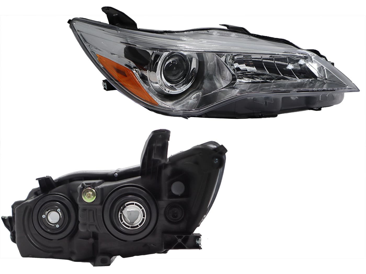 Faro Derecho Toyota CAMRY 2015-2017 Con Lupa Con Mica Ámbar Fondo Cromado