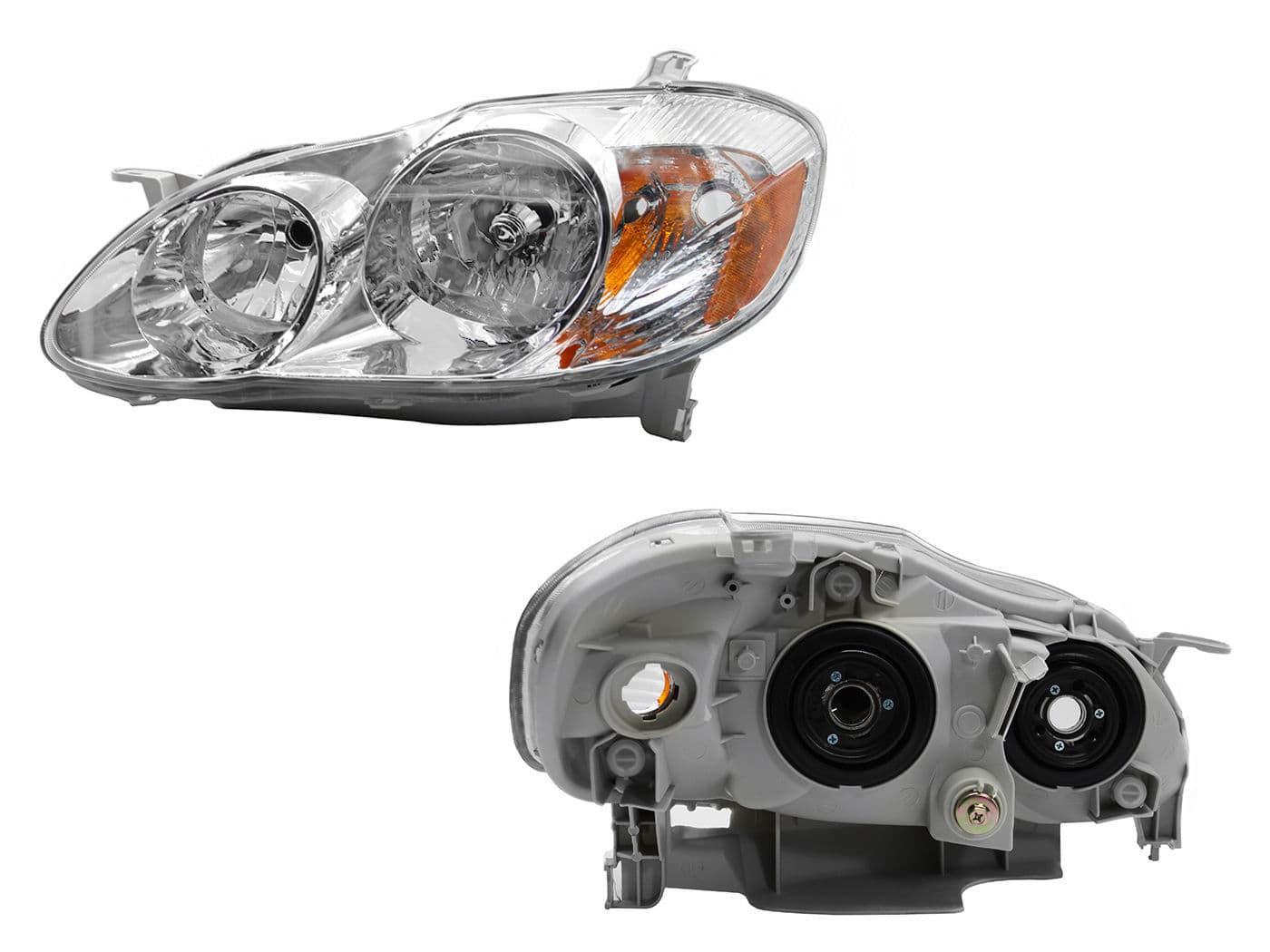 Faro Izquierdo Toyota COROLLA 2003-2004 Con Mica Ámbar Fondo Cromado
