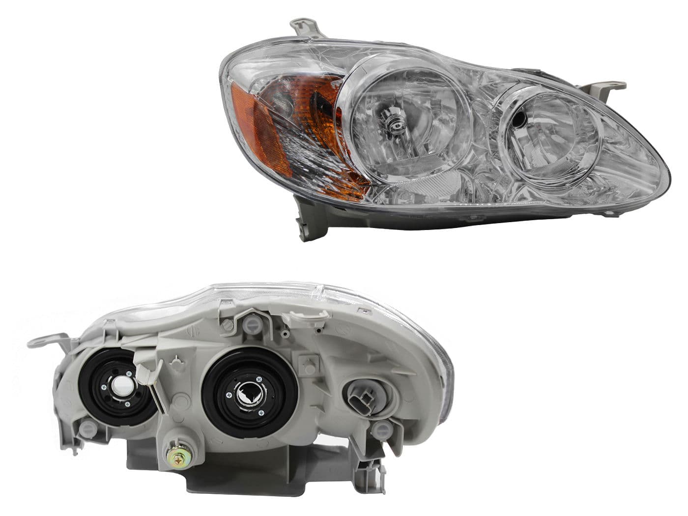 Faro Derecho Toyota COROLLA 2005-2008 Con Mica Ámbar Fondo Cromado