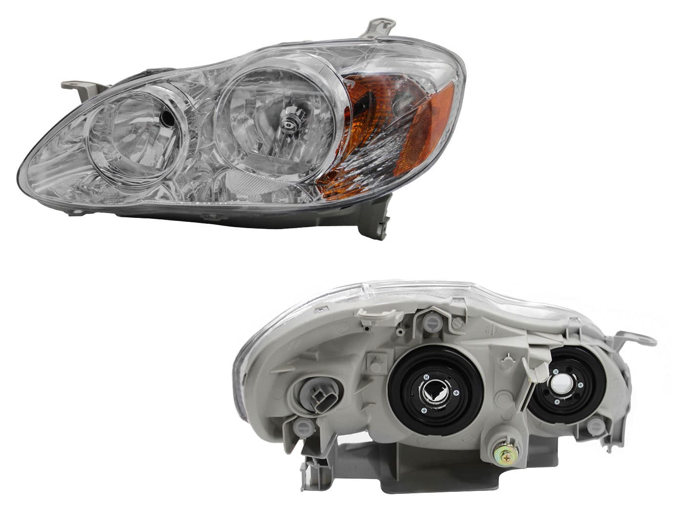 Faro Izquierdo Toyota COROLLA 2005-2008 Con Mica Ámbar Fondo Cromado