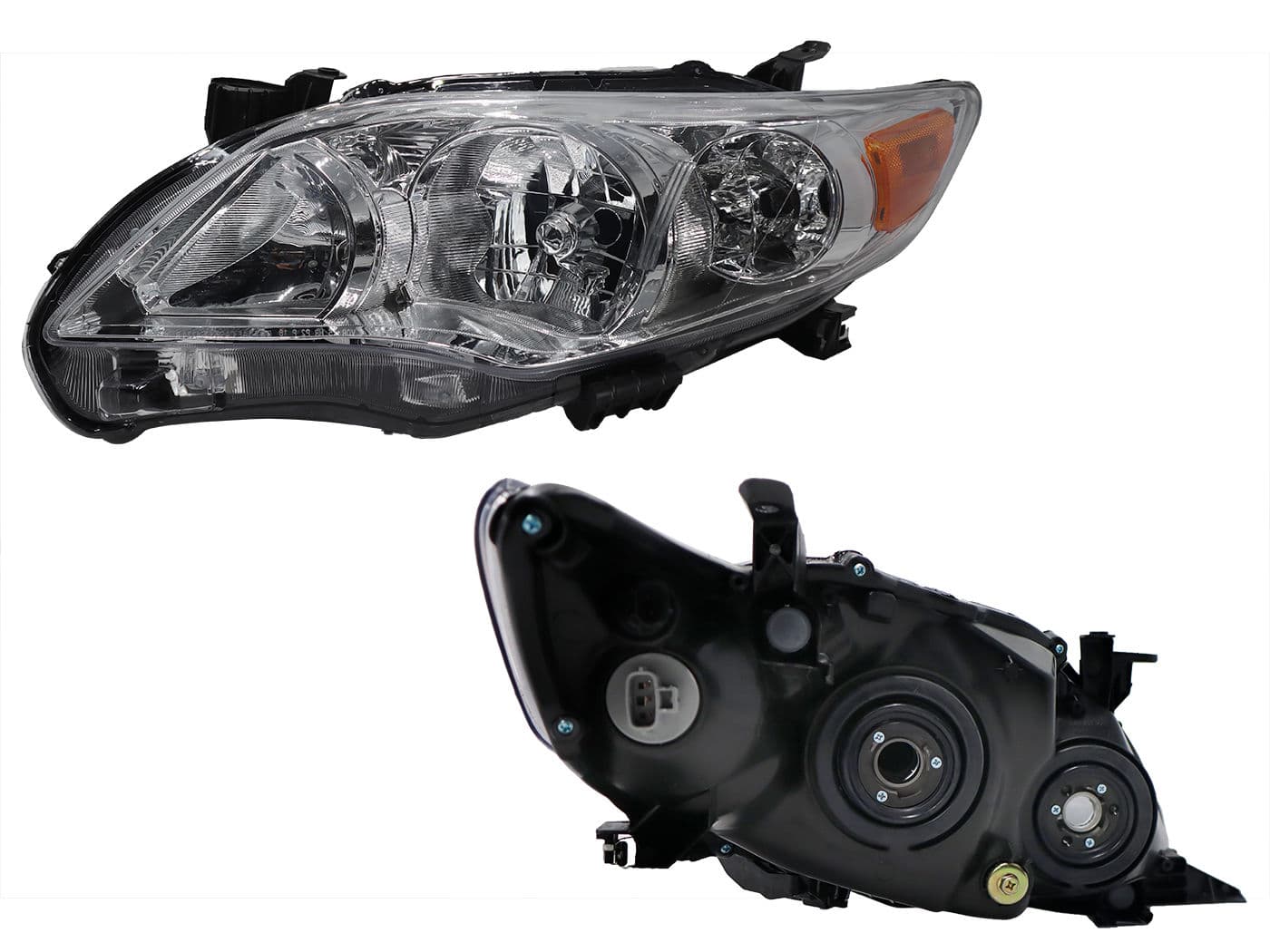 Faro Izquierdo Toyota COROLLA 2011-2013 Con Mica Ámbar Fondo Cromado