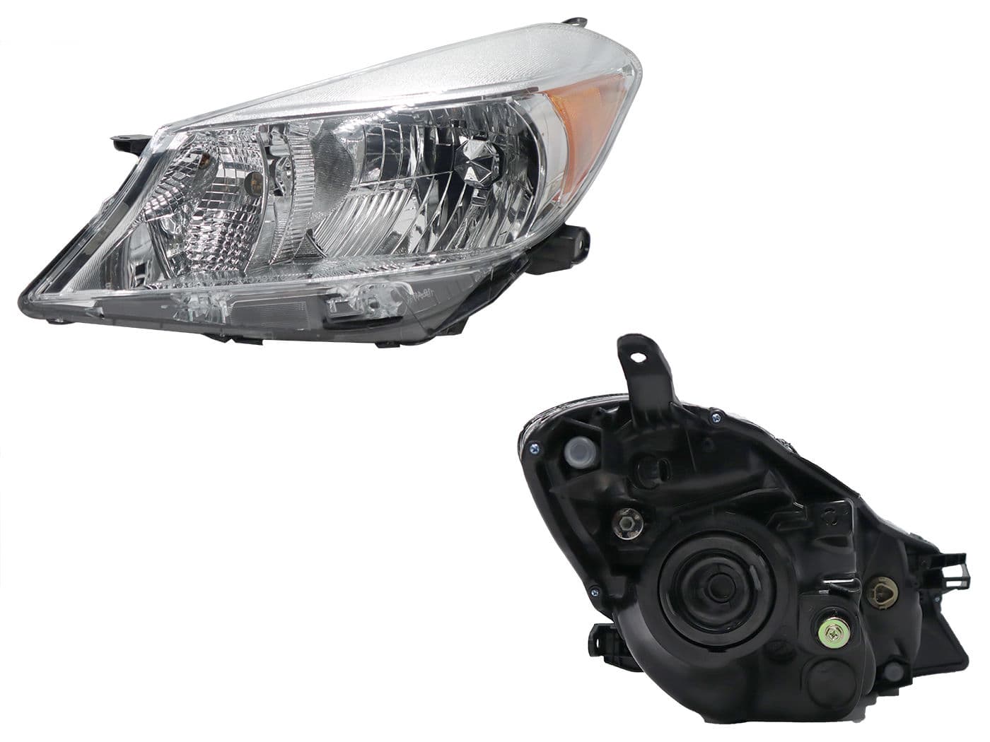 Faro Izquierdo Toyota YARIS 5 Puertas 2012-2014 Con Mica Ámbar Fondo Cromado