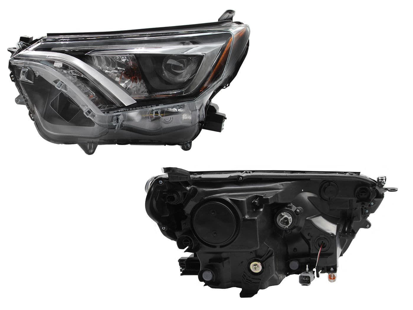 Faro Izquierdo Toyota RAV-4 2016-2018 Con Lupa Con Led Con Mica Ámbar