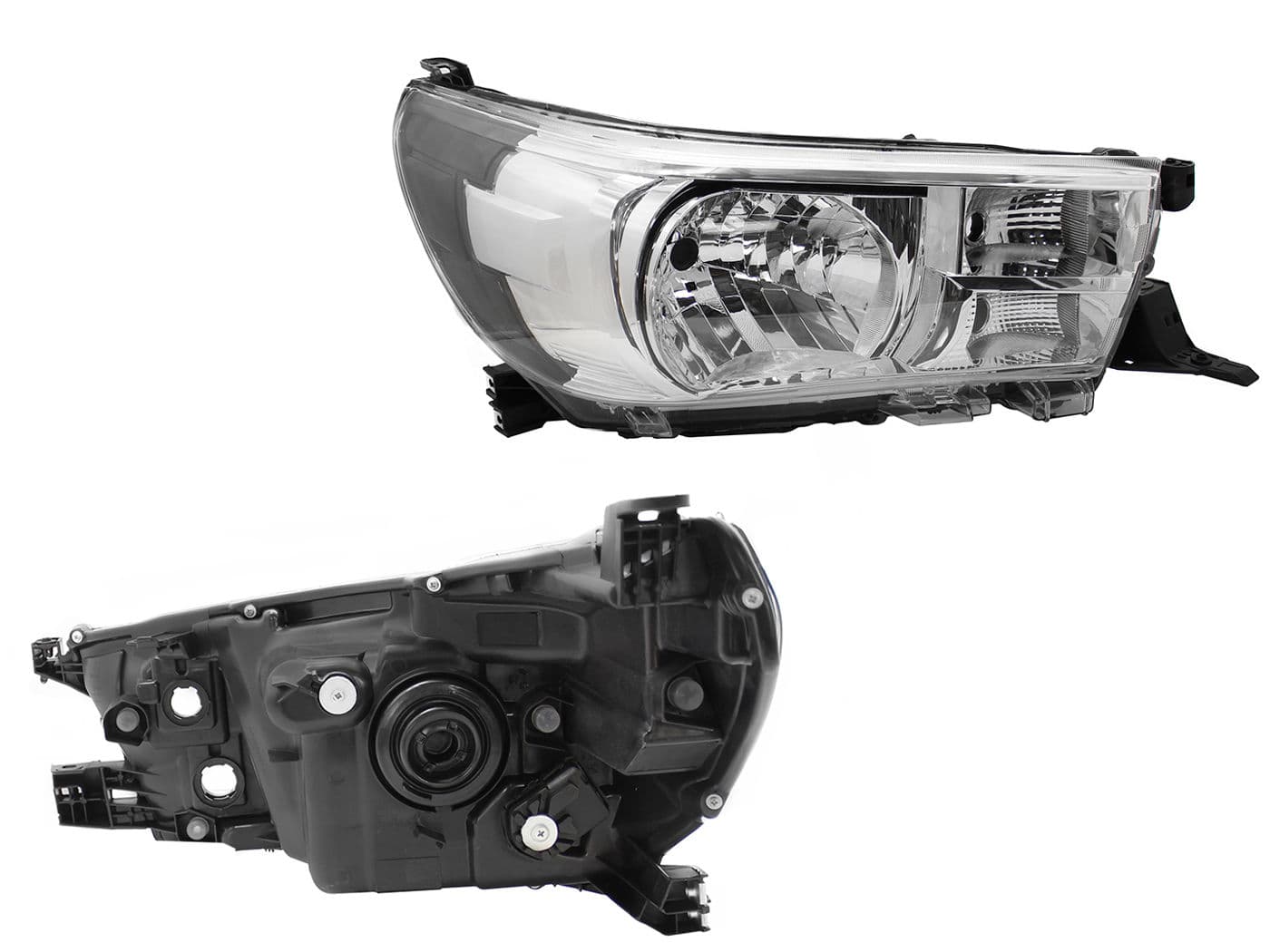 Faro Derecho Toyota HILUX 2/4WD 2016-2020 Con Motor Fondo Cromado