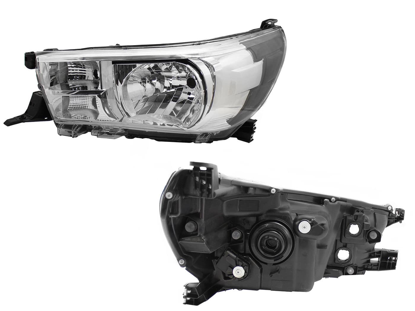Faro Izquierdo Toyota HILUX 2/4WD 2016-2020 Con Motor Fondo Cromado