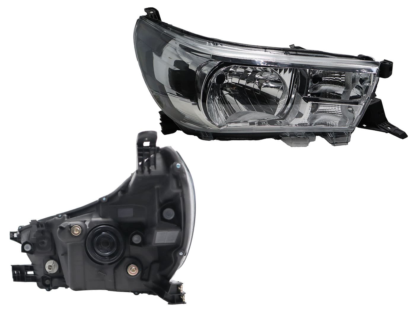 Faro Derecho Toyota HILUX 2/4WD 2016-2020 Sin Motor Fondo Cromado