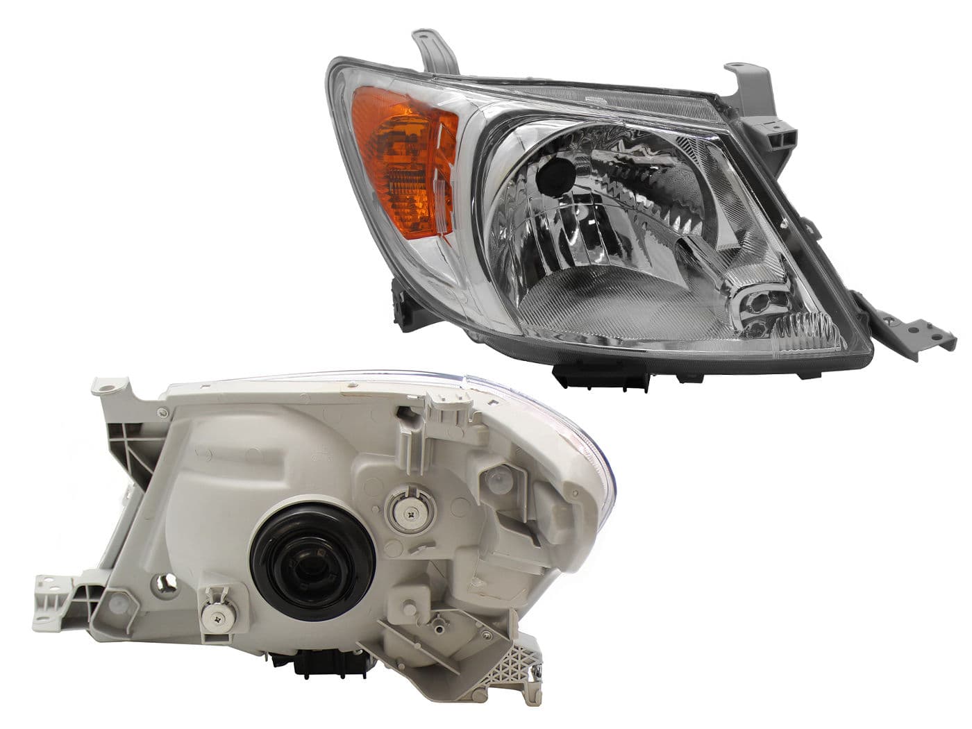 Faro Derecho Toyota HILUX 2006-2008 Con Mica Ámbar Fondo Cromado