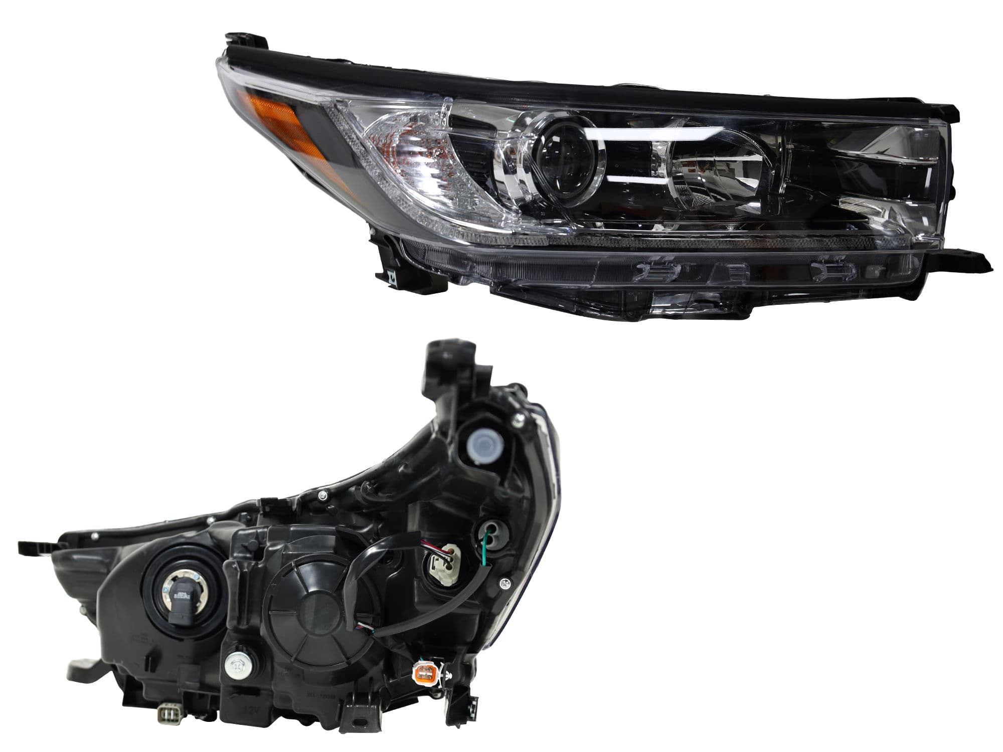 Faro Derecho Toyota HIGHLANDER LIMITED 2017-2019 Con Lupa Con Mica Ámbar Fondo Cromado