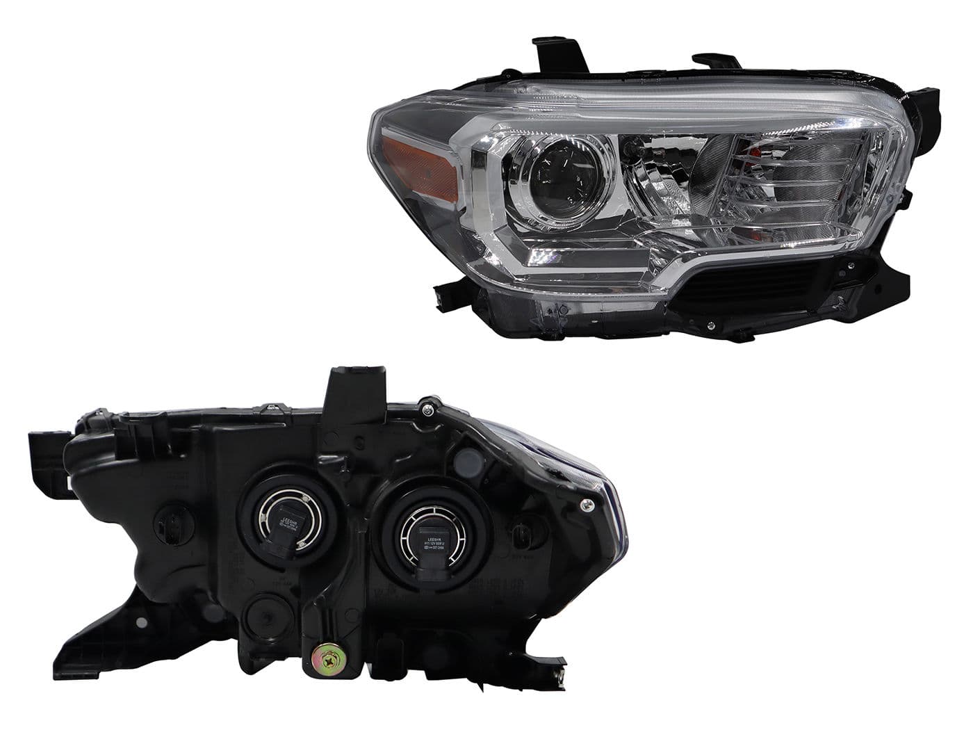 Faro Derecho Toyota TACOMA 2019-2023 Con Lupa Con Mica Ámbar Fondo Cromado