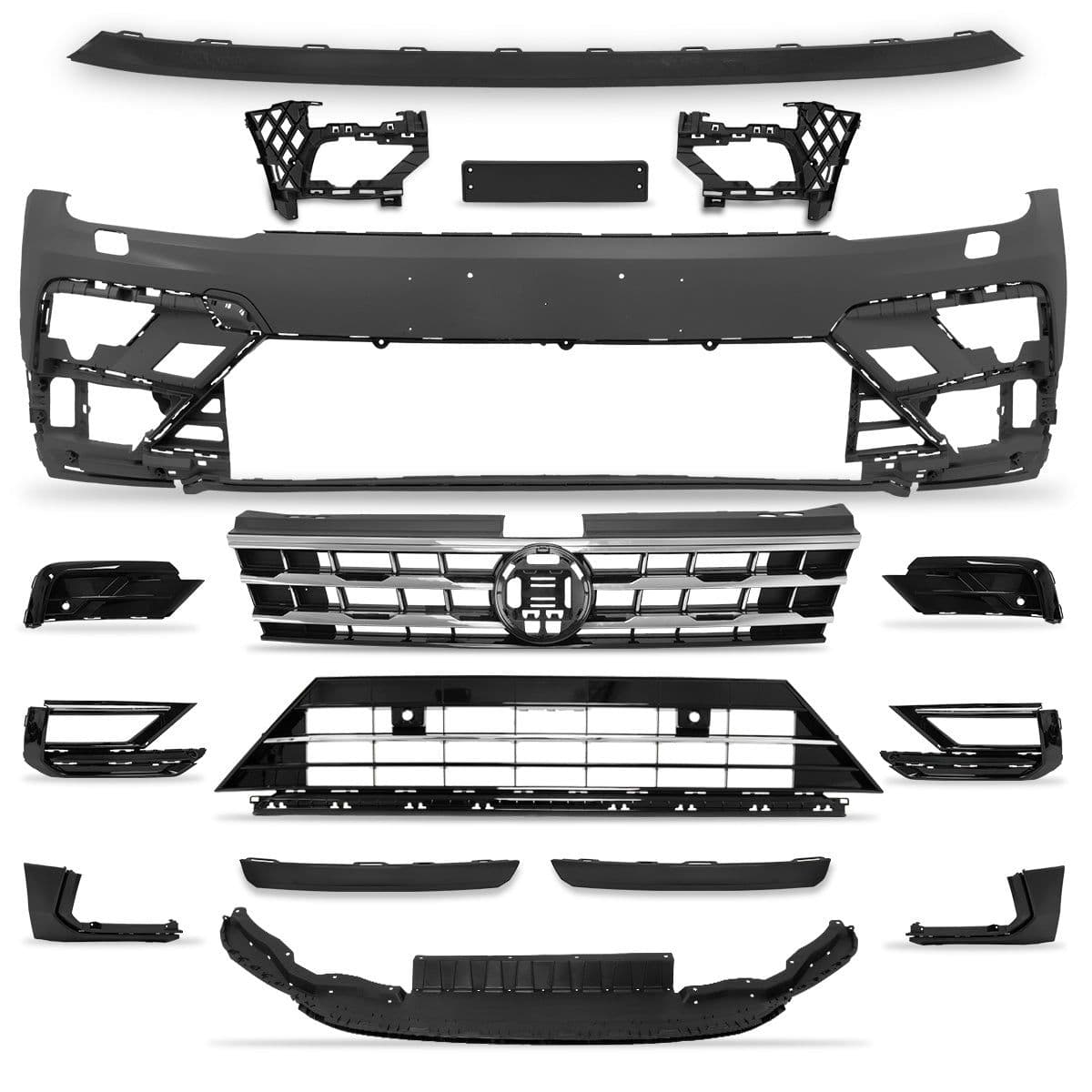 Fascia Volkswagen Tiguan R-Line 2018-2021 Completa con Parrillas Delantera