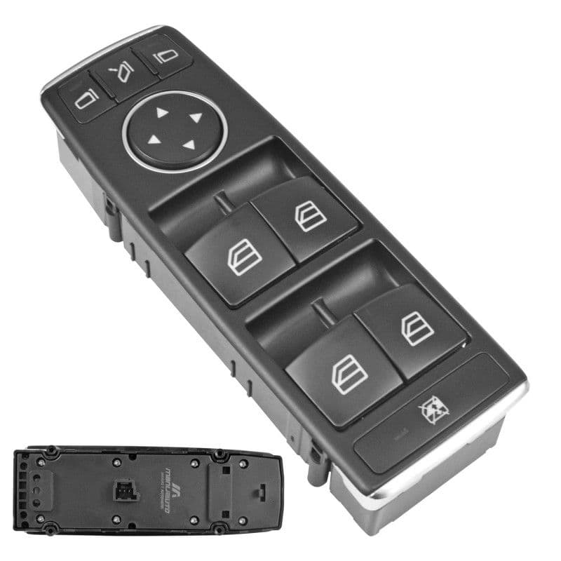 Control Electrico De Elevador Mercedes-Benz Clase-C W204 2008-2014 3 Pines 7 Teclas Negro Filo Cromado Para Espejos Autoabatibles 12V Manijauto