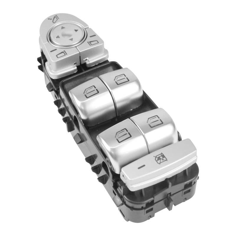 Control Electrico Mercedes-Benz Clase-C W205 2015-2018 3 Pines 7 Teclas Plata Fondo Negro Para Espejos Autoabatibles 12V Manijauto