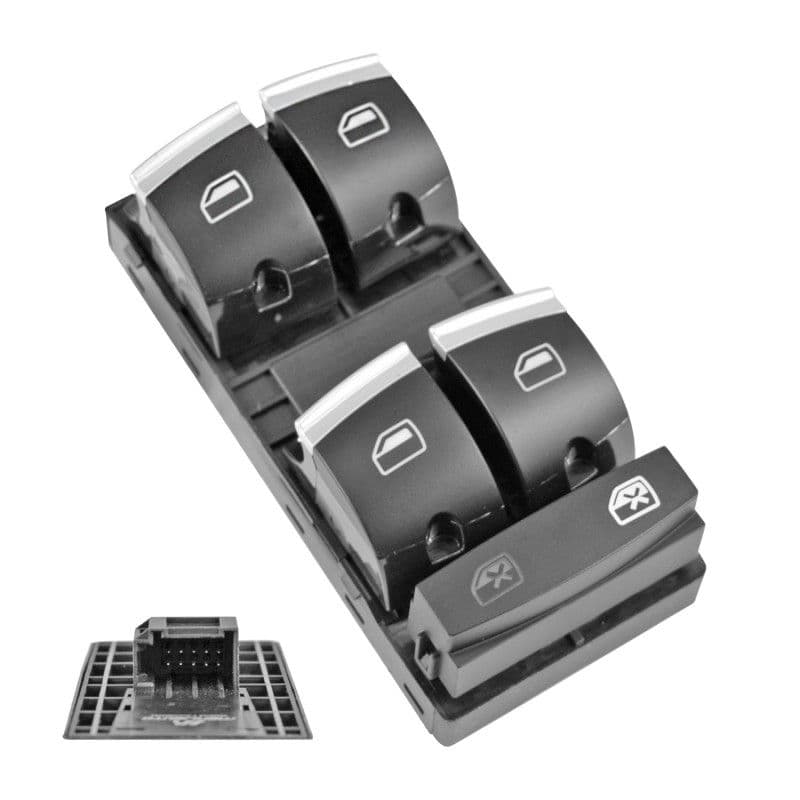 Control Electrico De Elevador Audi A3 2003-2012 10 Pines 5 Teclas Negro Filo Plata 12V Manijauto