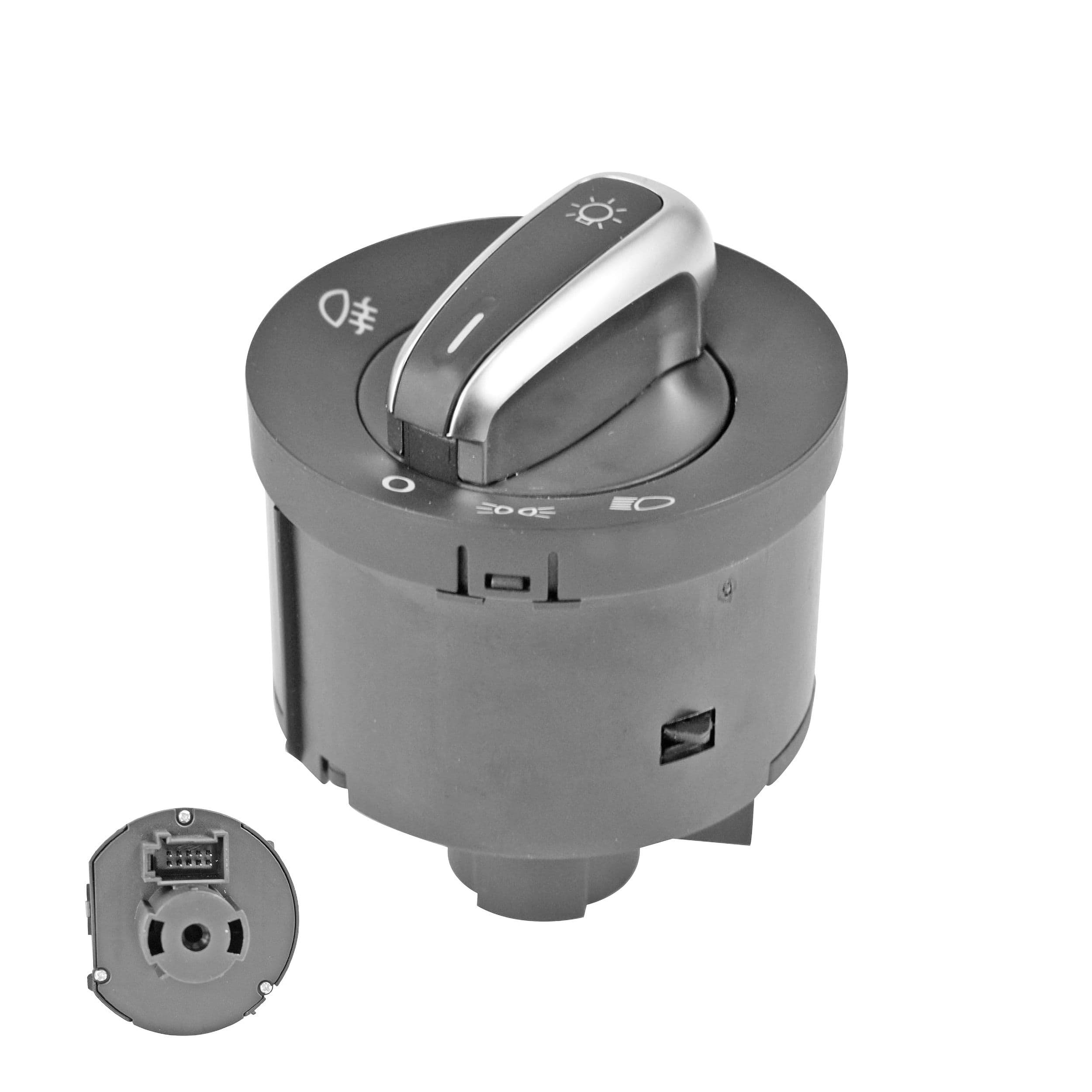Interruptor Luz De Faro Volkswagen Jetta Bicentenario 2011-2018 Sin Luces Automaticas 10 Pines 1 Paso Negro Filo Plata Base Corta Para Faro Niebla 12V Manija Manijauto
