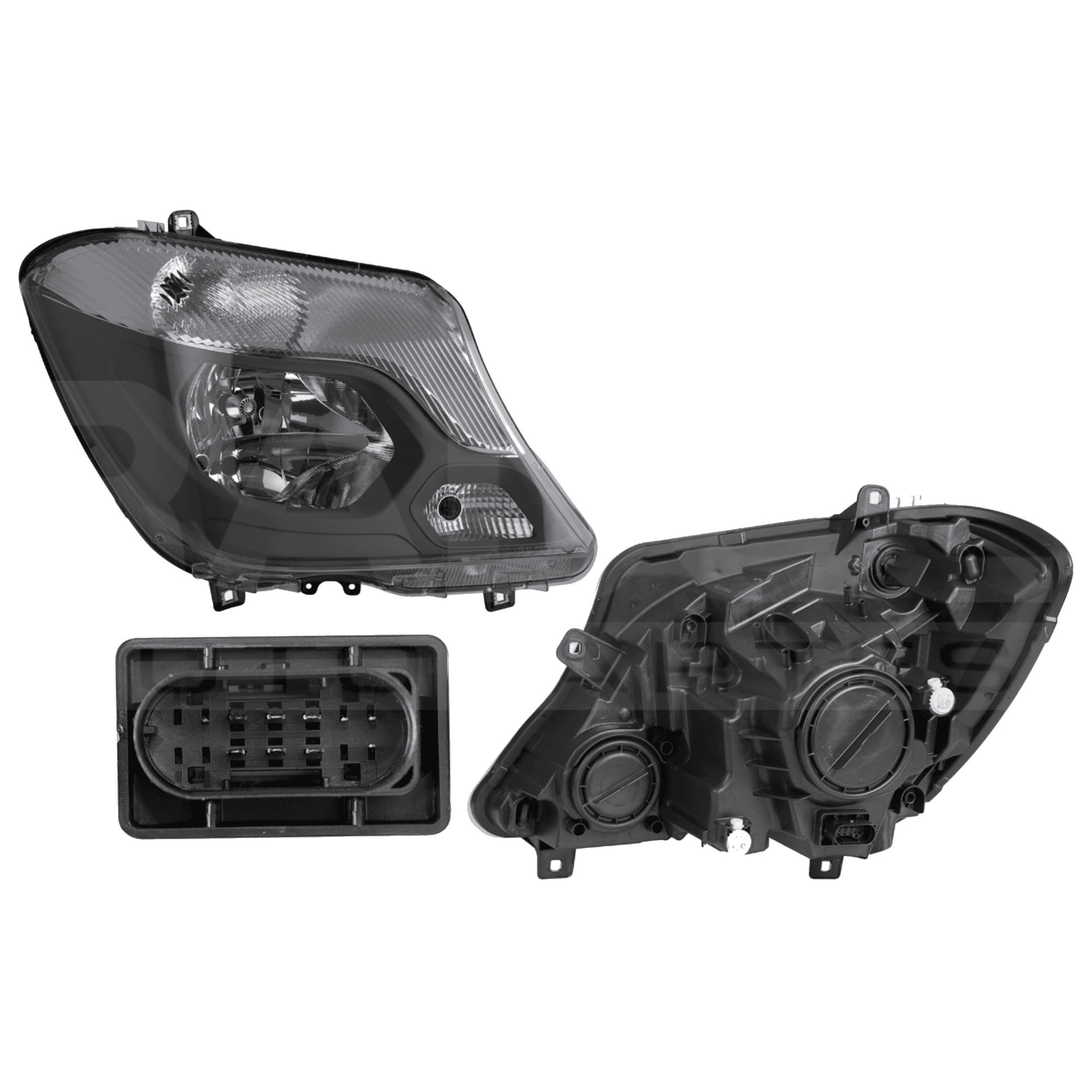 Faro Derecho Mercedes Benz Sprinter 2014-2017 Electrico Con Motor Fondo Negro Sin Foco Depo
