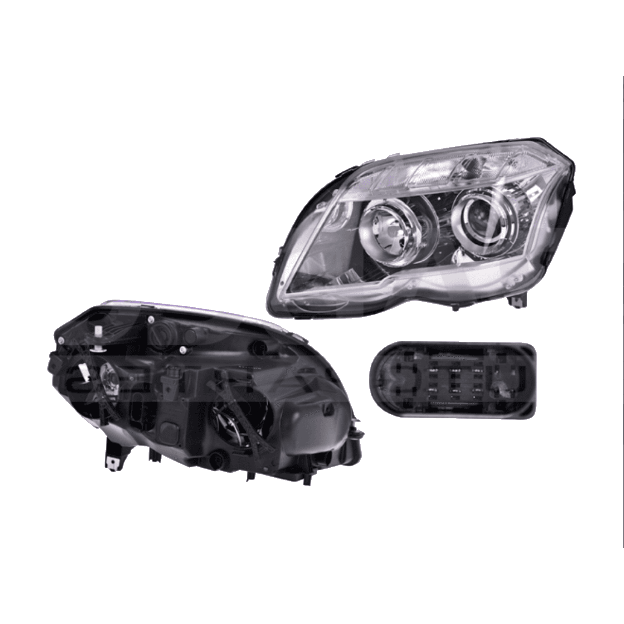 Faro Izquierdo Mercedes Benz Glk 2009-2012 Electrico Con Motor Fondo Negro Para Foco Halogeno Depo