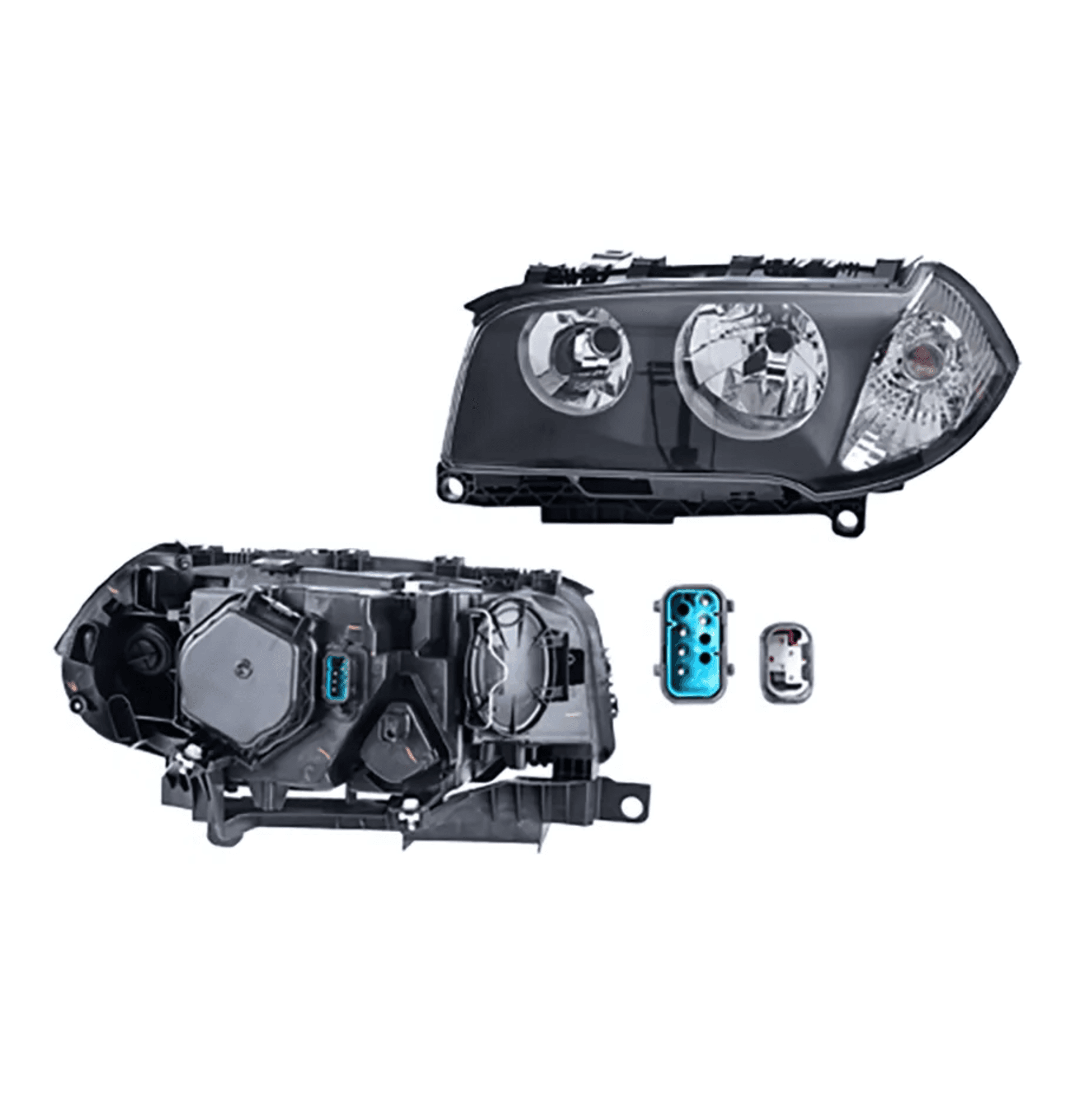 Faro Izquierdo Bmw X3 2003-2006 Electrico Con Motor Fondo Negro Para Foco Halogeno Depo