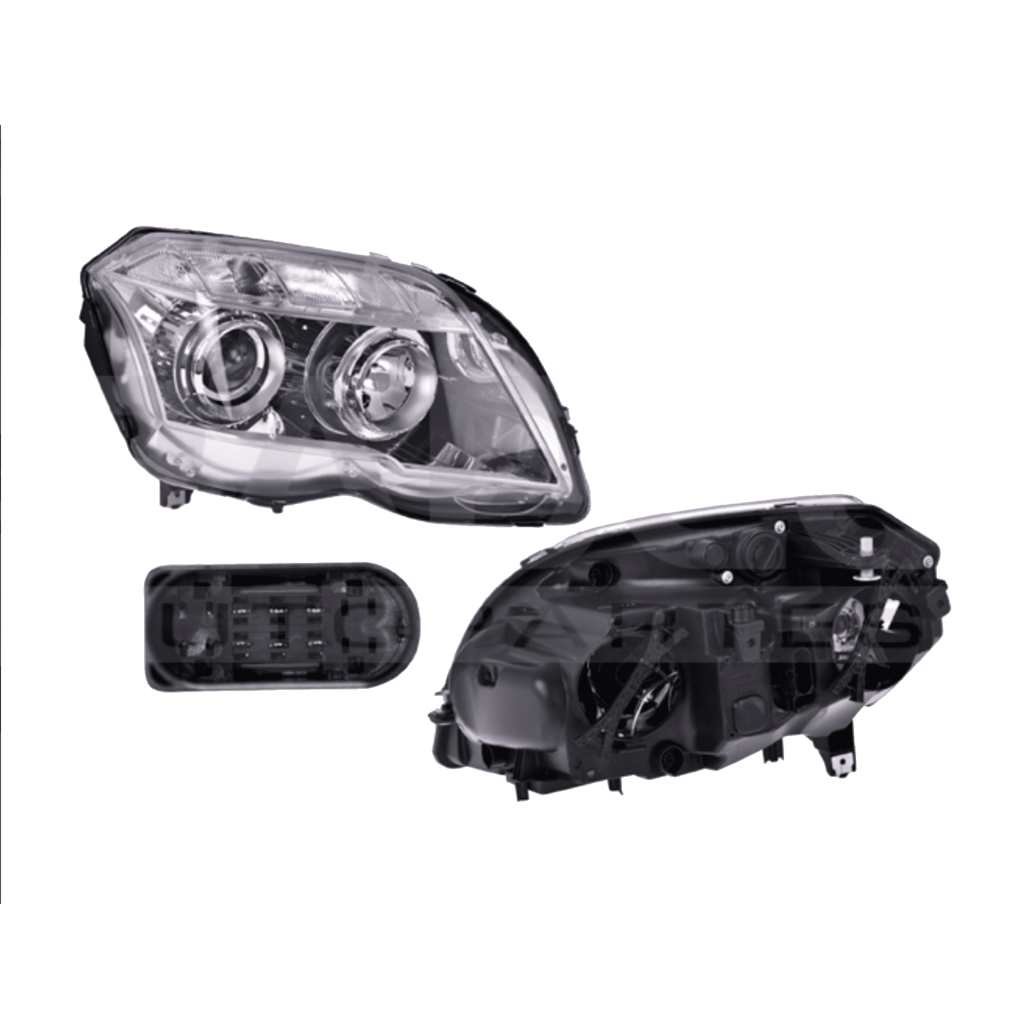 Faro Derecho Mercedes Benz Glk 2009-2012 Electrico Con Motor Fondo Negro Para Foco Halogeno Depo