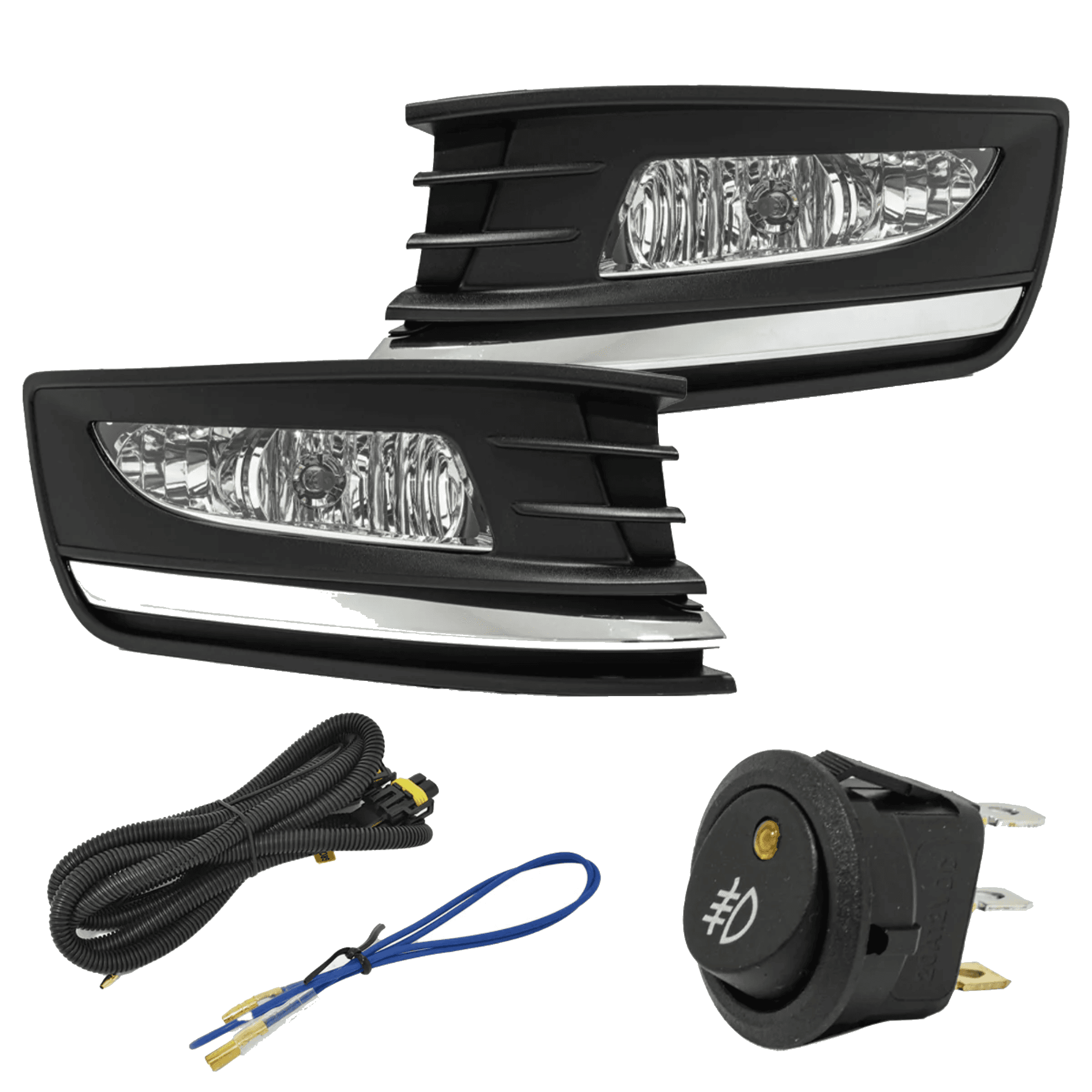 Kit faros niebla Volkswagen Vento 2016-2019 faro negro moldura cromo con arnes switch Universal y focos