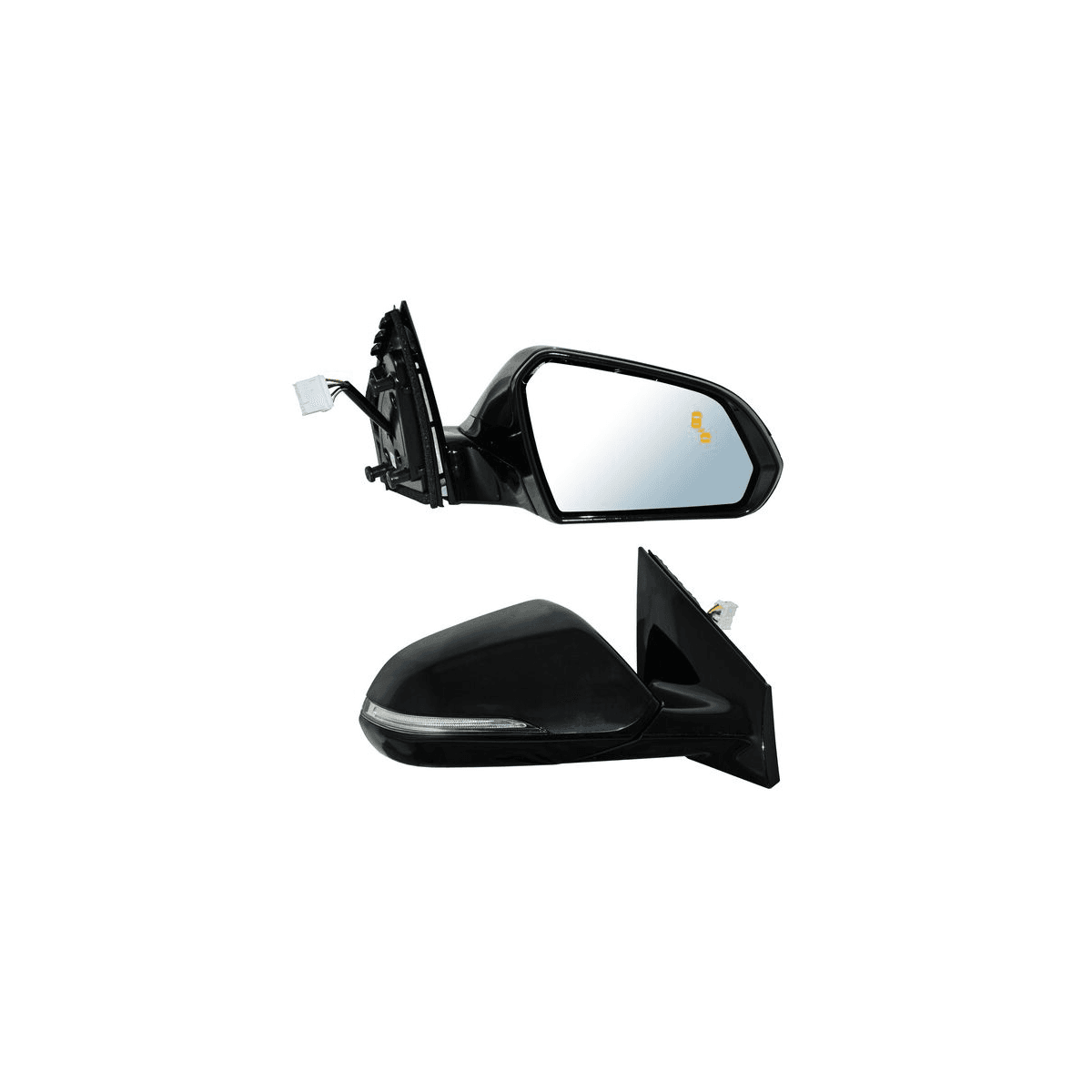 Espejo Para Hyundai Sonata 2015-2017 Electrico Para Pintar Base Negra Con Direccional Con Sensor Punto Ciego Con Desempañante 8 Pines Derecho