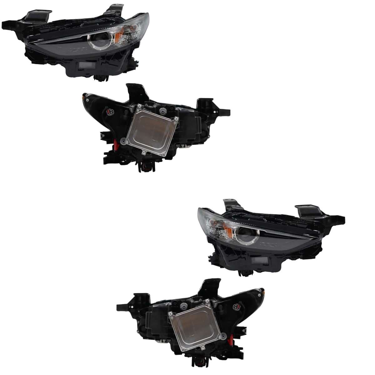 Par Faros Mazda MAZDA 3 4 y 5 Puertas 2019-2025 Fondo Negro Con Led Con Lupa Mica Ámbar