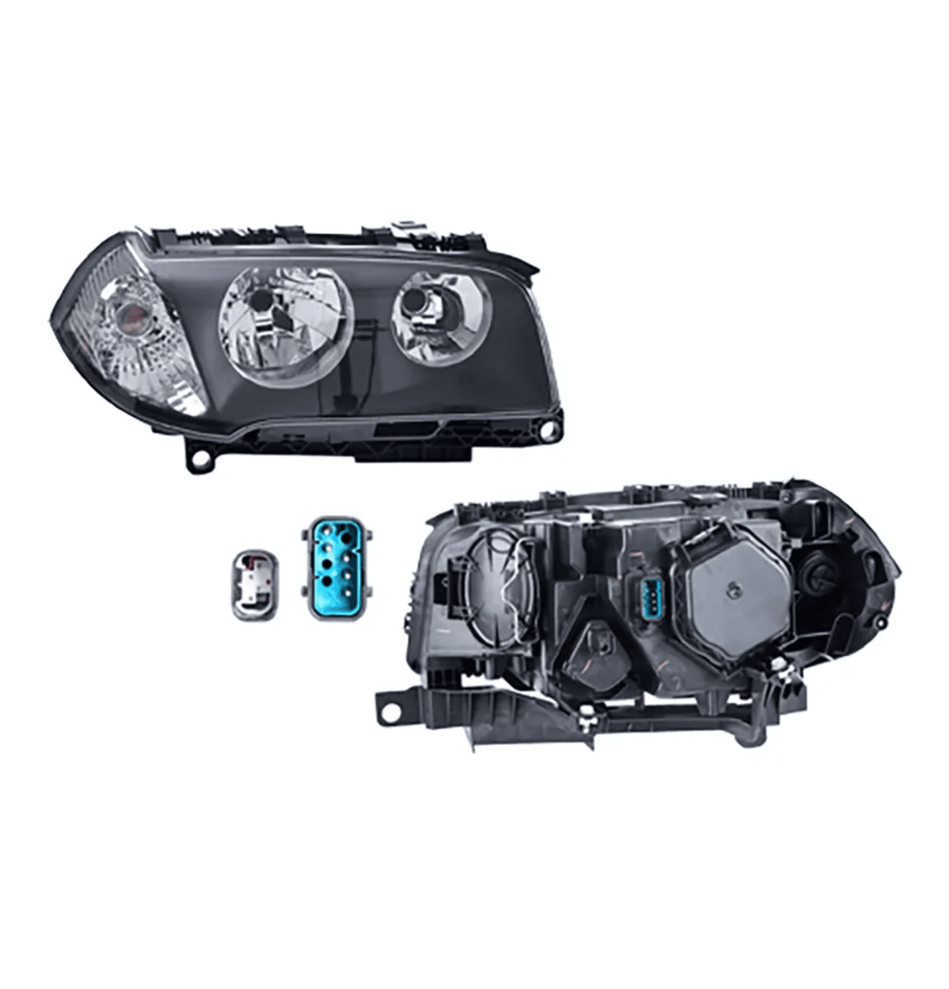 Faro Derecho Bmw X3 2003-2006 Electrico Con Motor Fondo Negro Para Foco Halogeno Depo